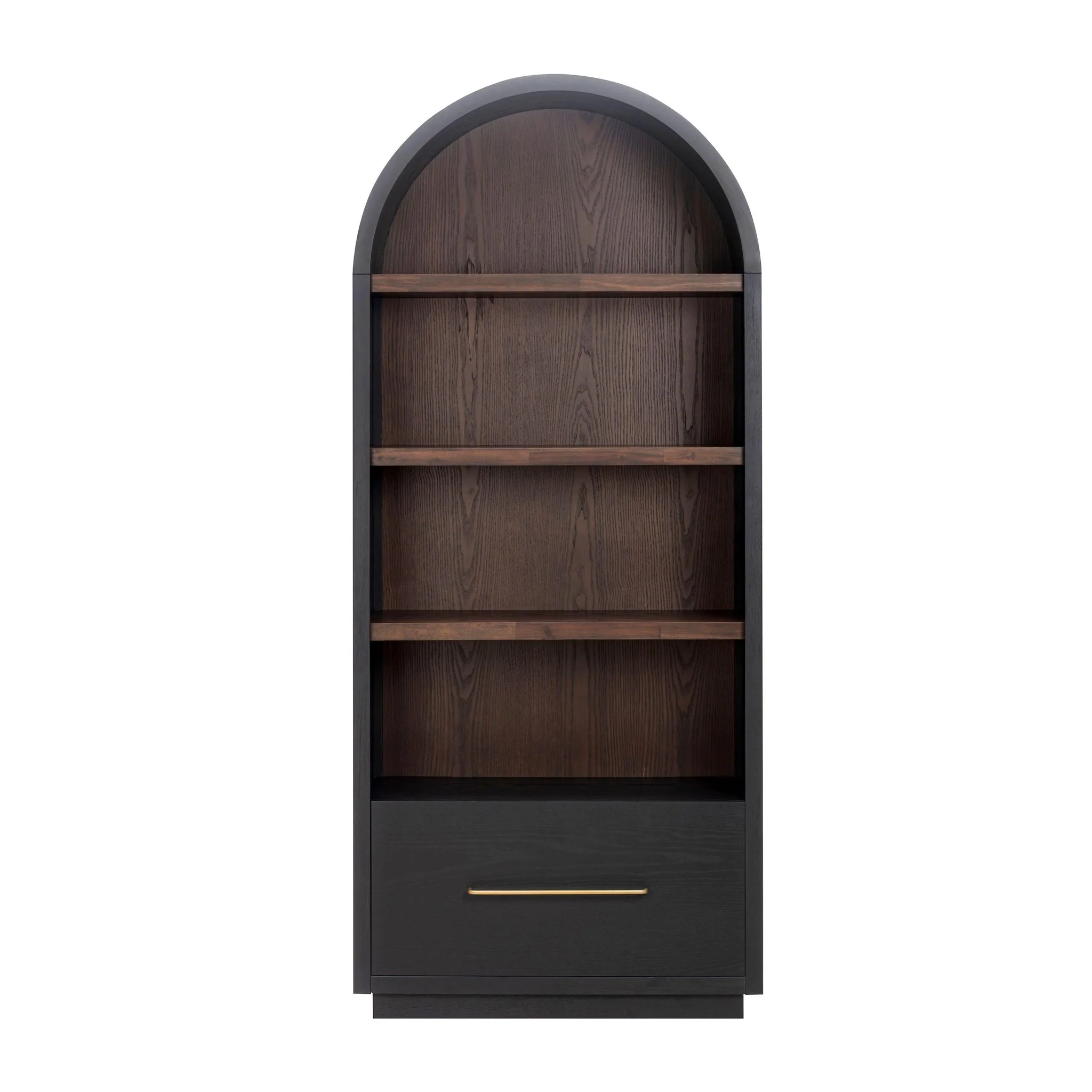 Marlow Black Wood Bookcase with File Drawer - Image 4
