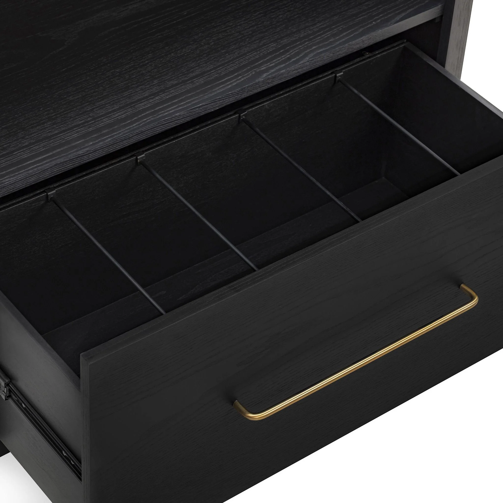 Marlow Black Wood Bookcase with File Drawer - Image 9