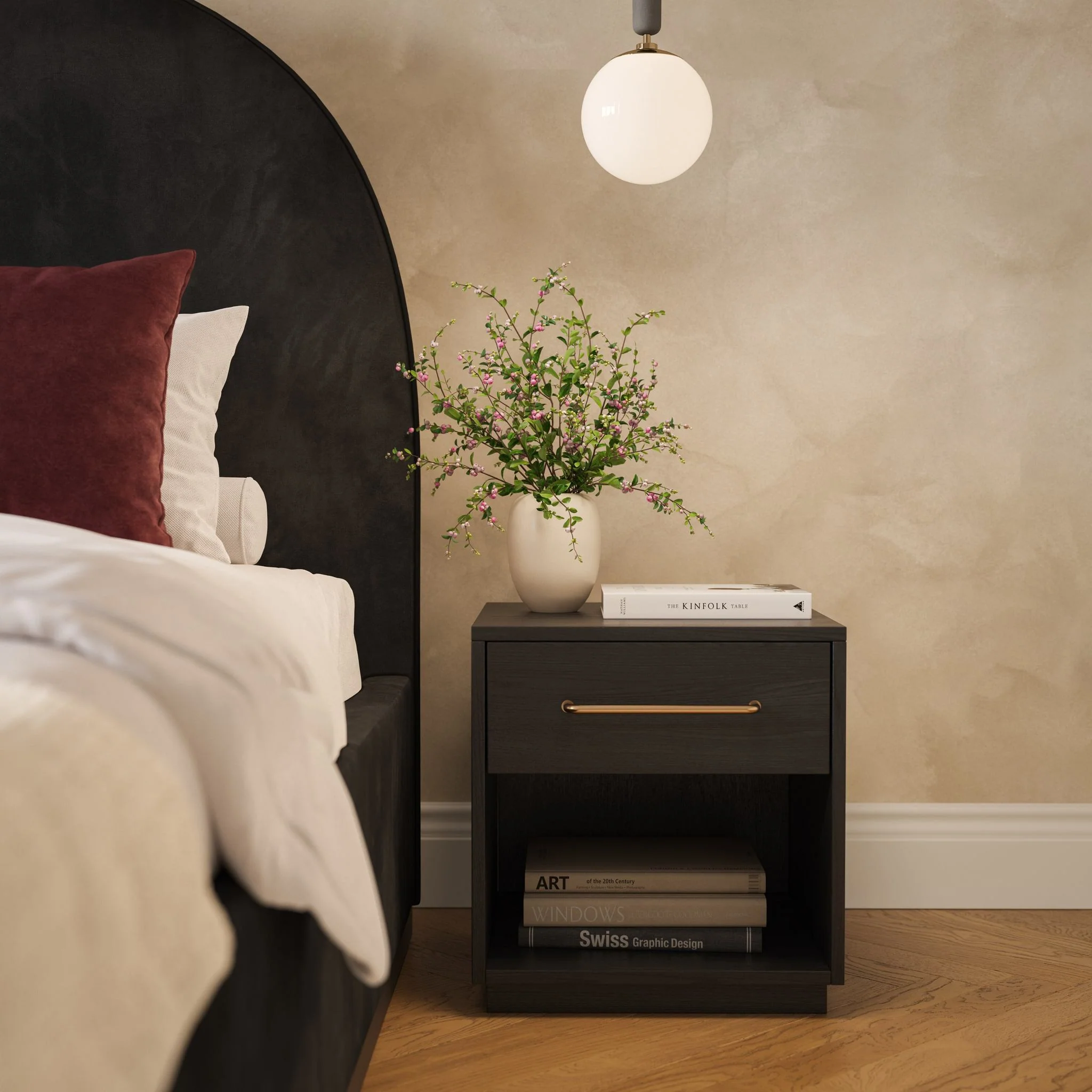 Marlow Black Wood Nightstand - Image 2