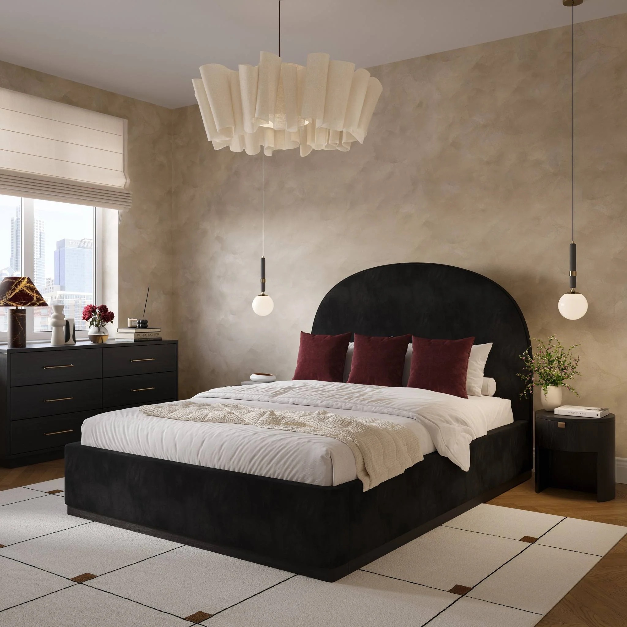 Marlow Black Wood Round Nightstand - Image 2