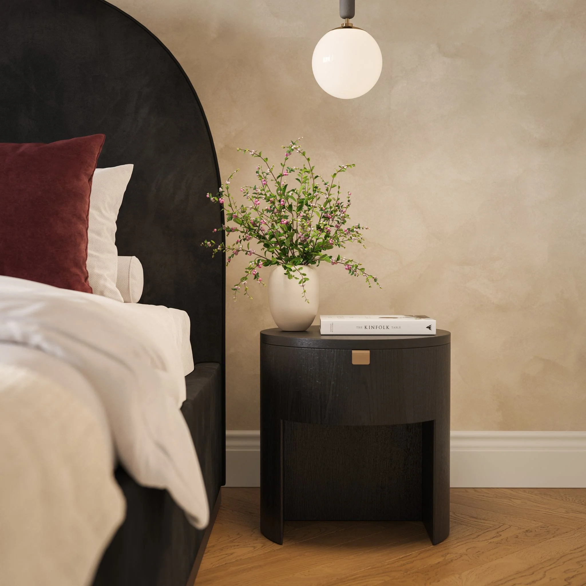 Marlow Black Wood Round Nightstand - Image 3