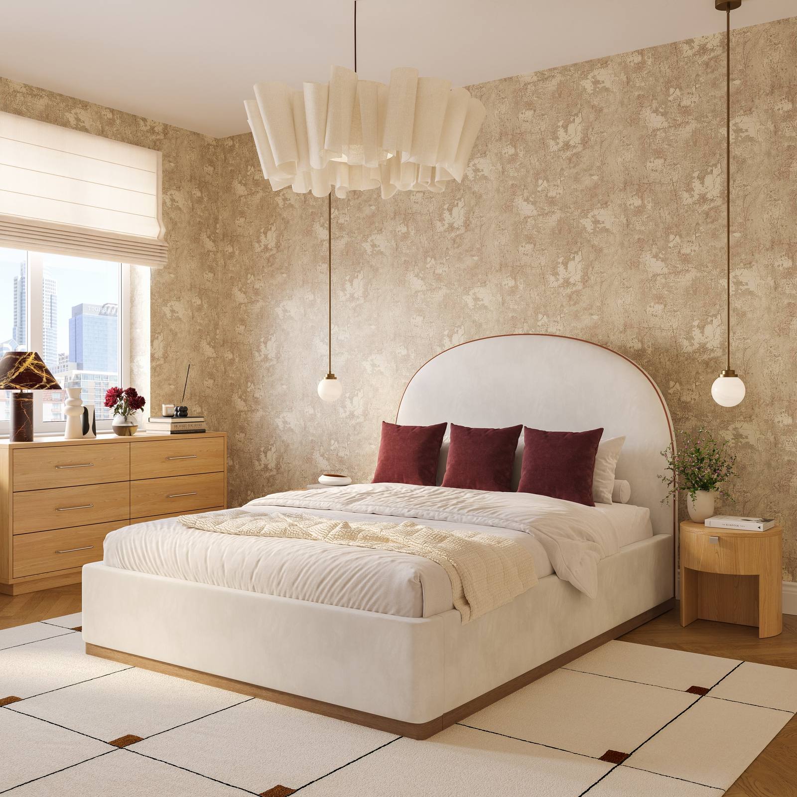 Marlow Cream Velvet King Bed - Image 2