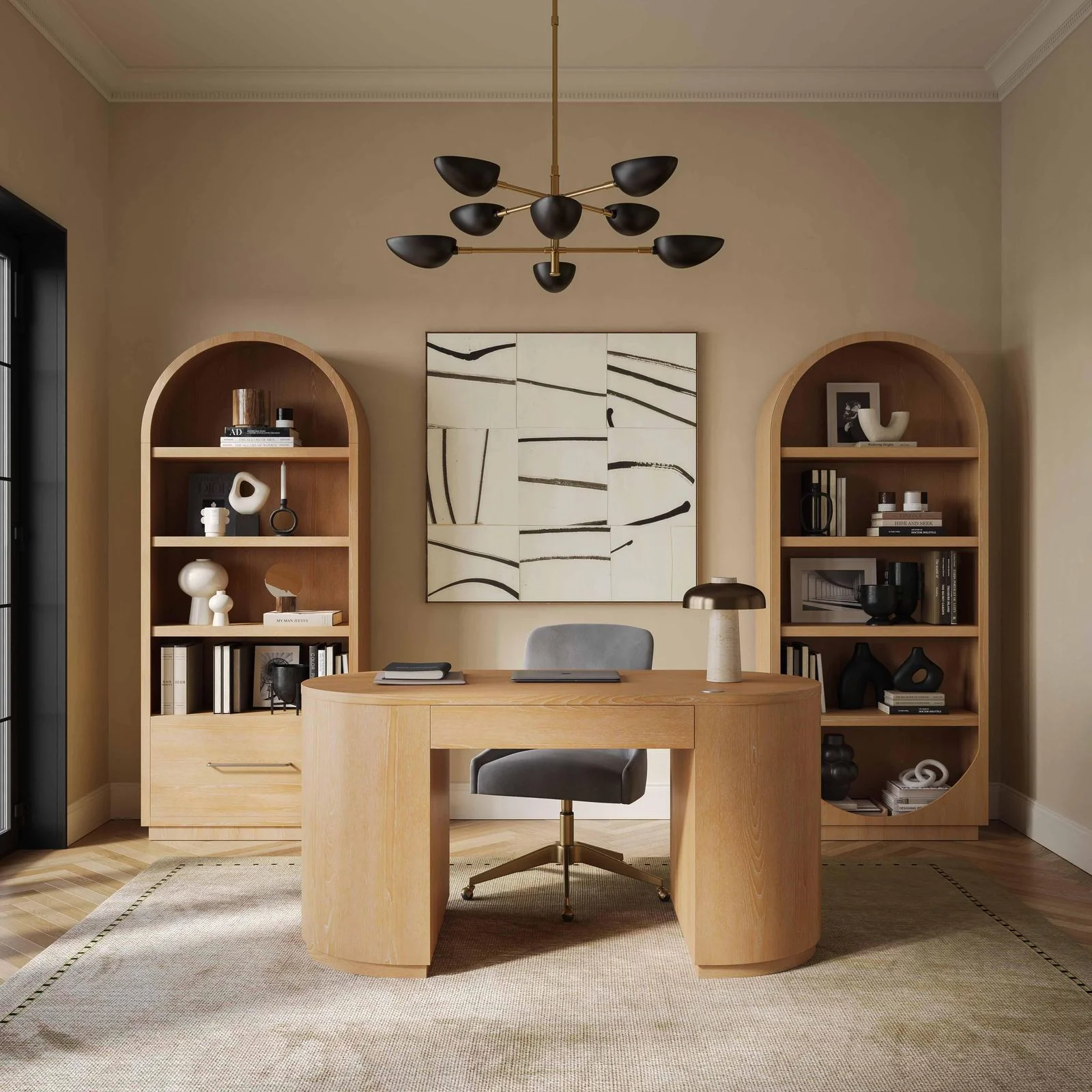 Marlow Natural Wood Bookcase with File Drawer - Image 3
