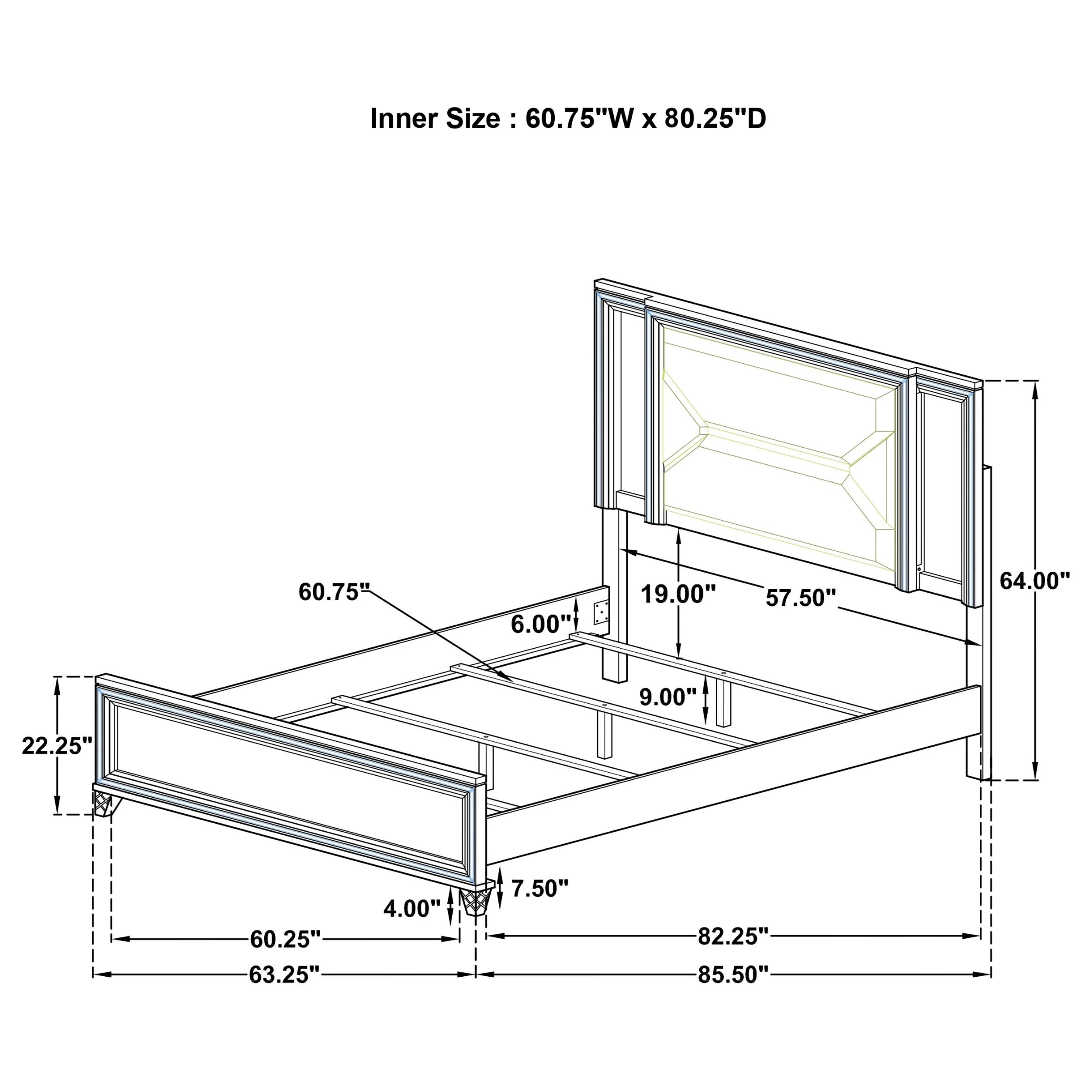 Marmore Panel Bed with LED Lighting - Image 10