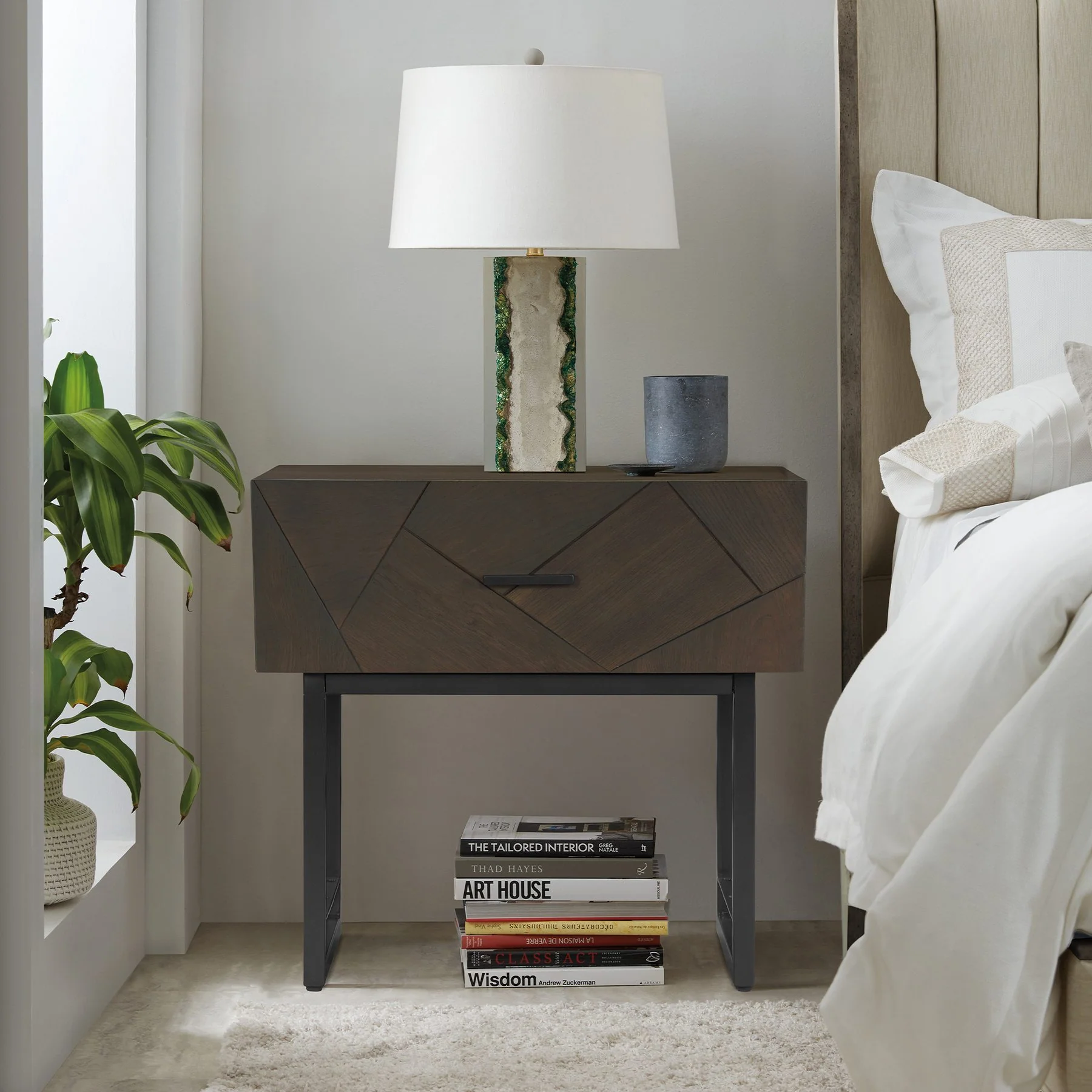 Marquis 1 Drawer Oak Wood Nightstand with Black Metal Legs - Image 10