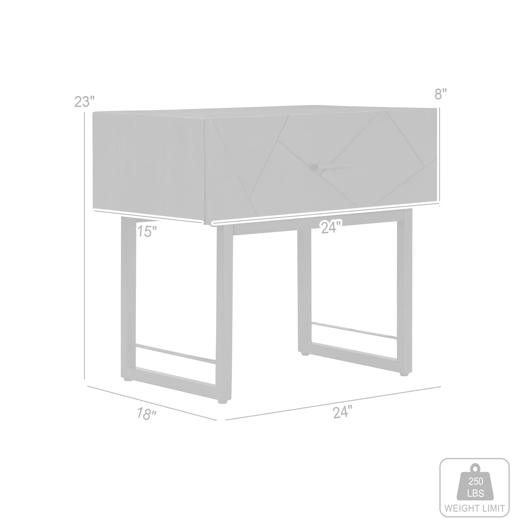 Marquis 1 Drawer Oak Wood Nightstand with Black Metal Legs - Image 9