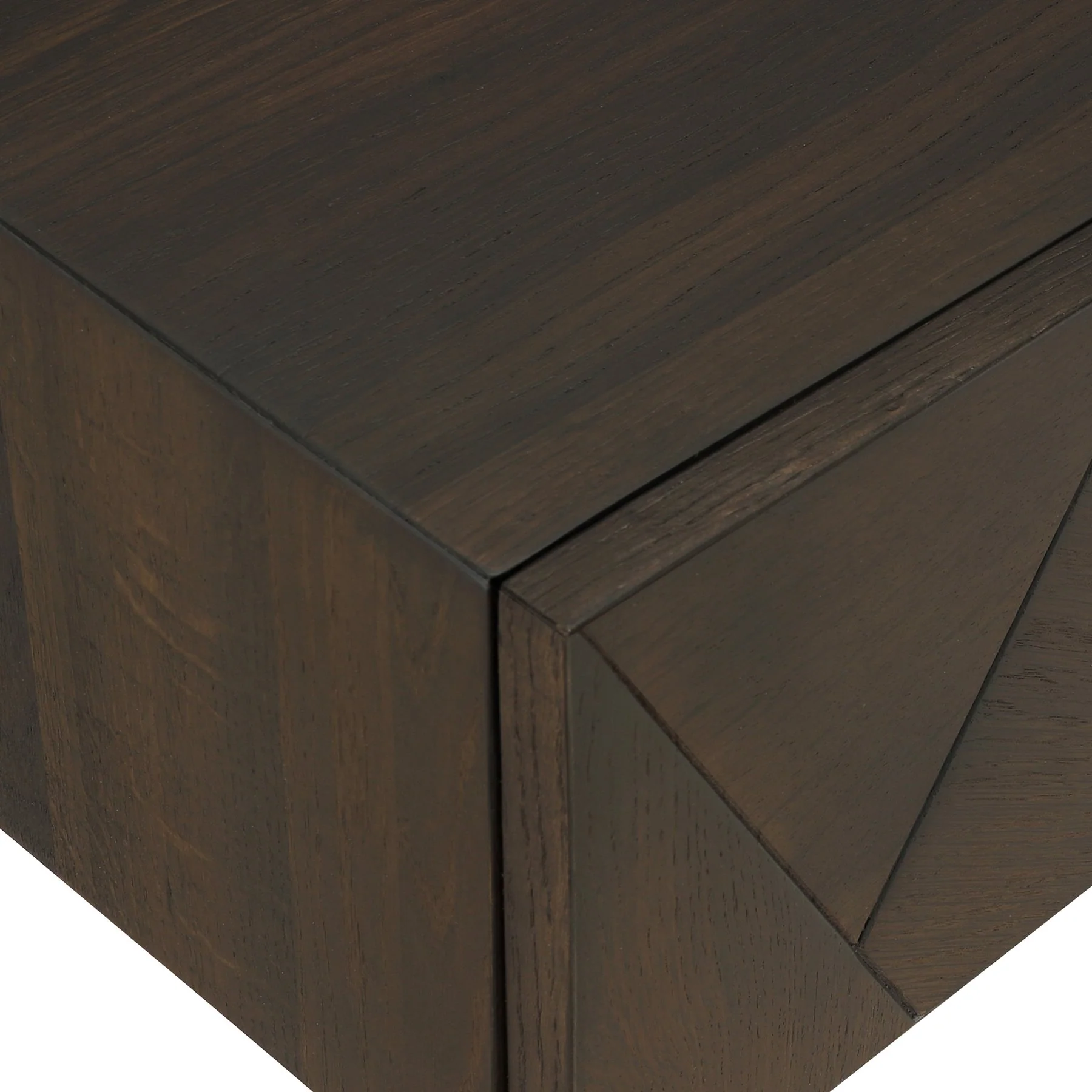 Marquis 4 Piece Queen Size Platform Bed Frame Bedroom Set in Oak Wood with Faux Leather Headboard - Image 9