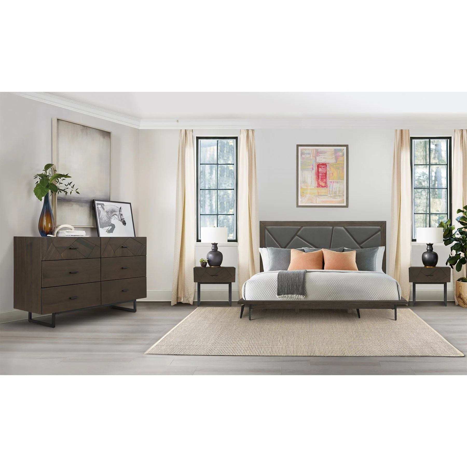 Marquis 6 Drawer Oak Wood Dresser with Black Metal Legs - Image 11