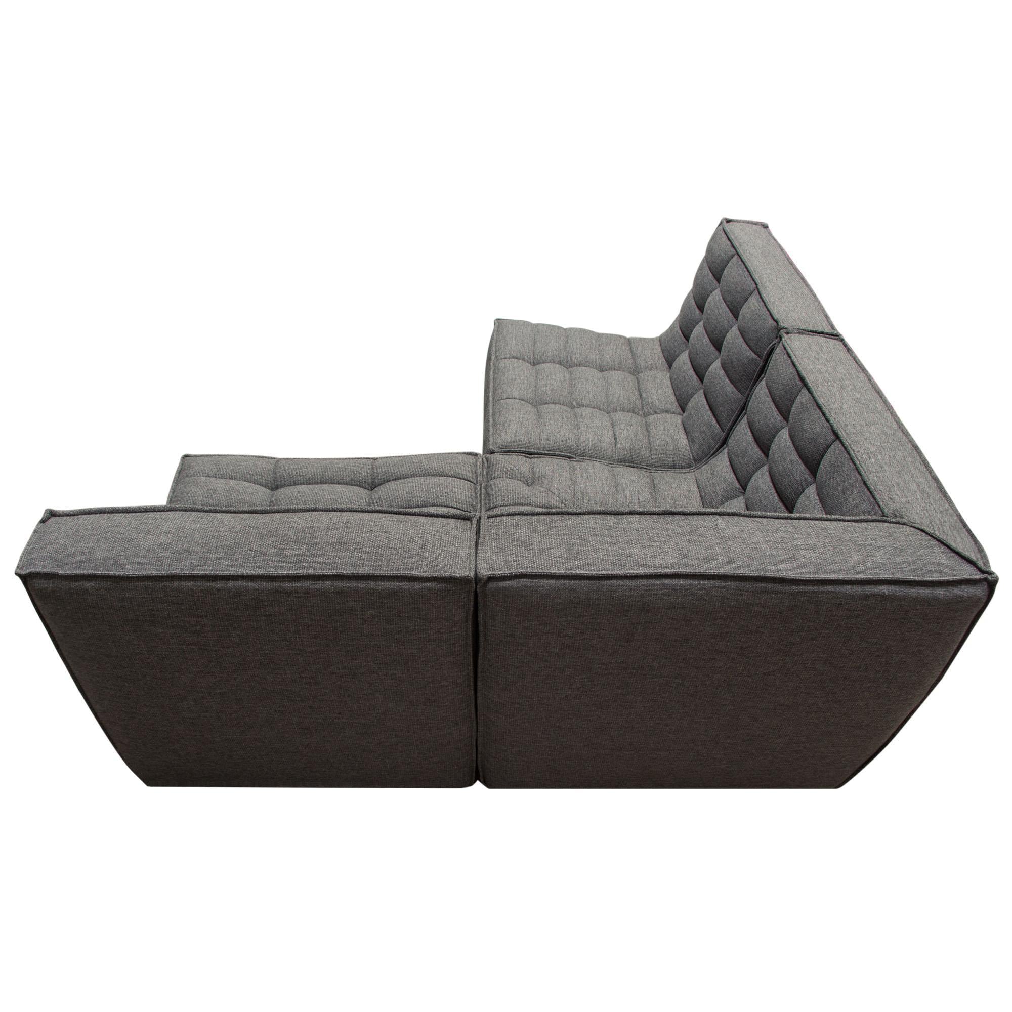 Marshall 3PC Corner Modular Sectional w/ Scooped Seat in Grey Fabric by Diamond Sofa - Image 4