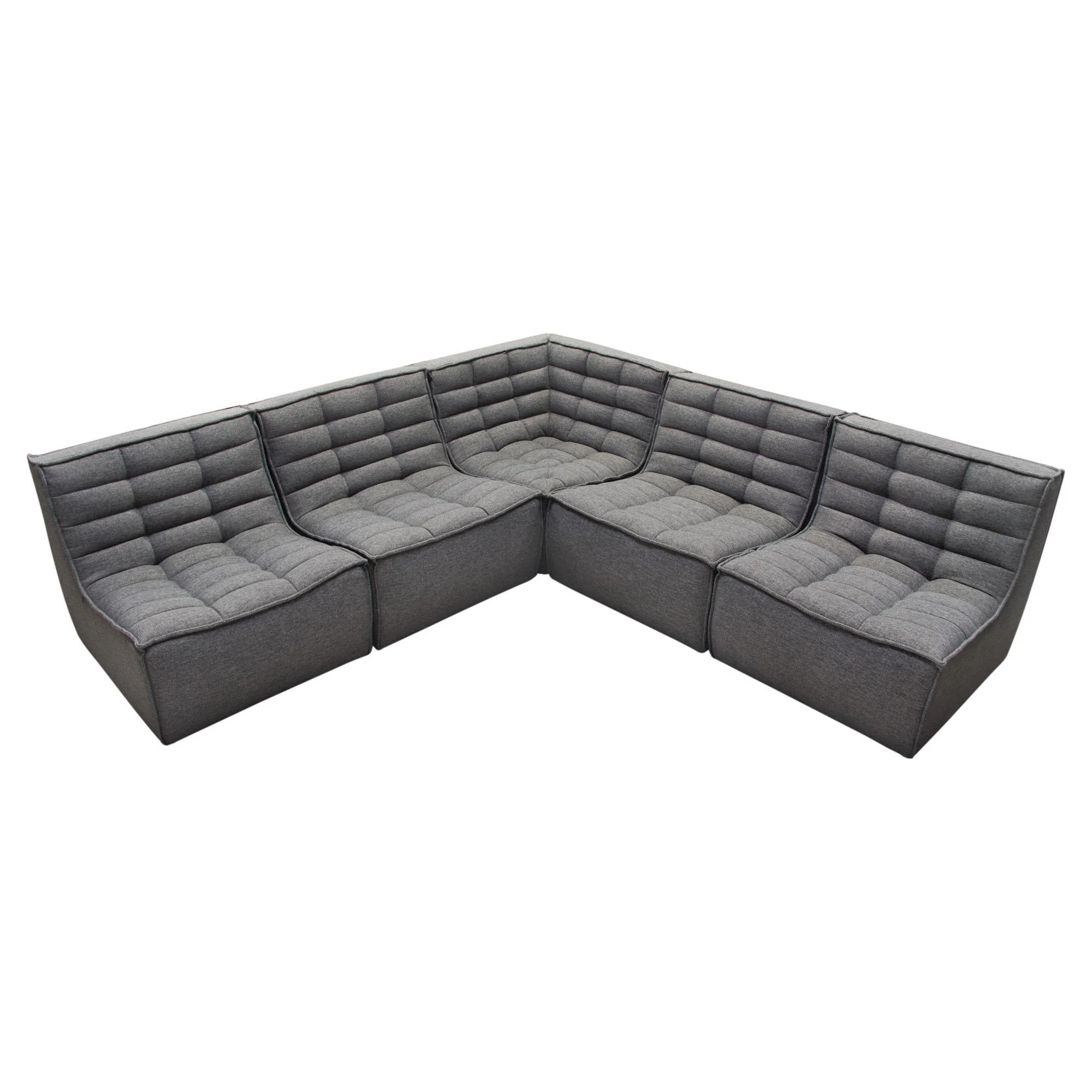 Marshall 5PC Corner Modular Sectional w/ Scooped Seat in Grey Fabric by Diamond Sofa - Image 2