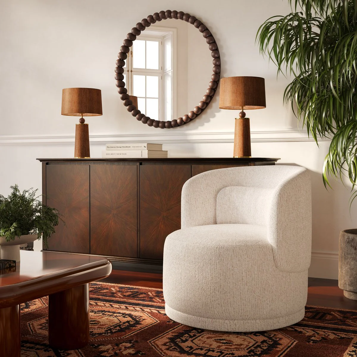 Massa Textured Beige Swivel Accent Chair - Image 2