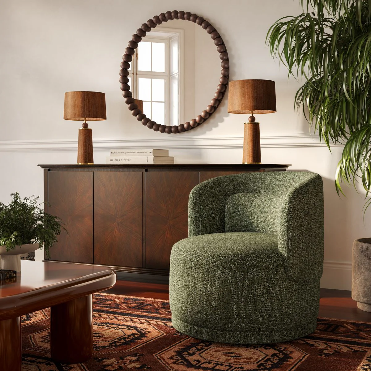 Massa Textured Green Swivel Accent Chair - Image 2
