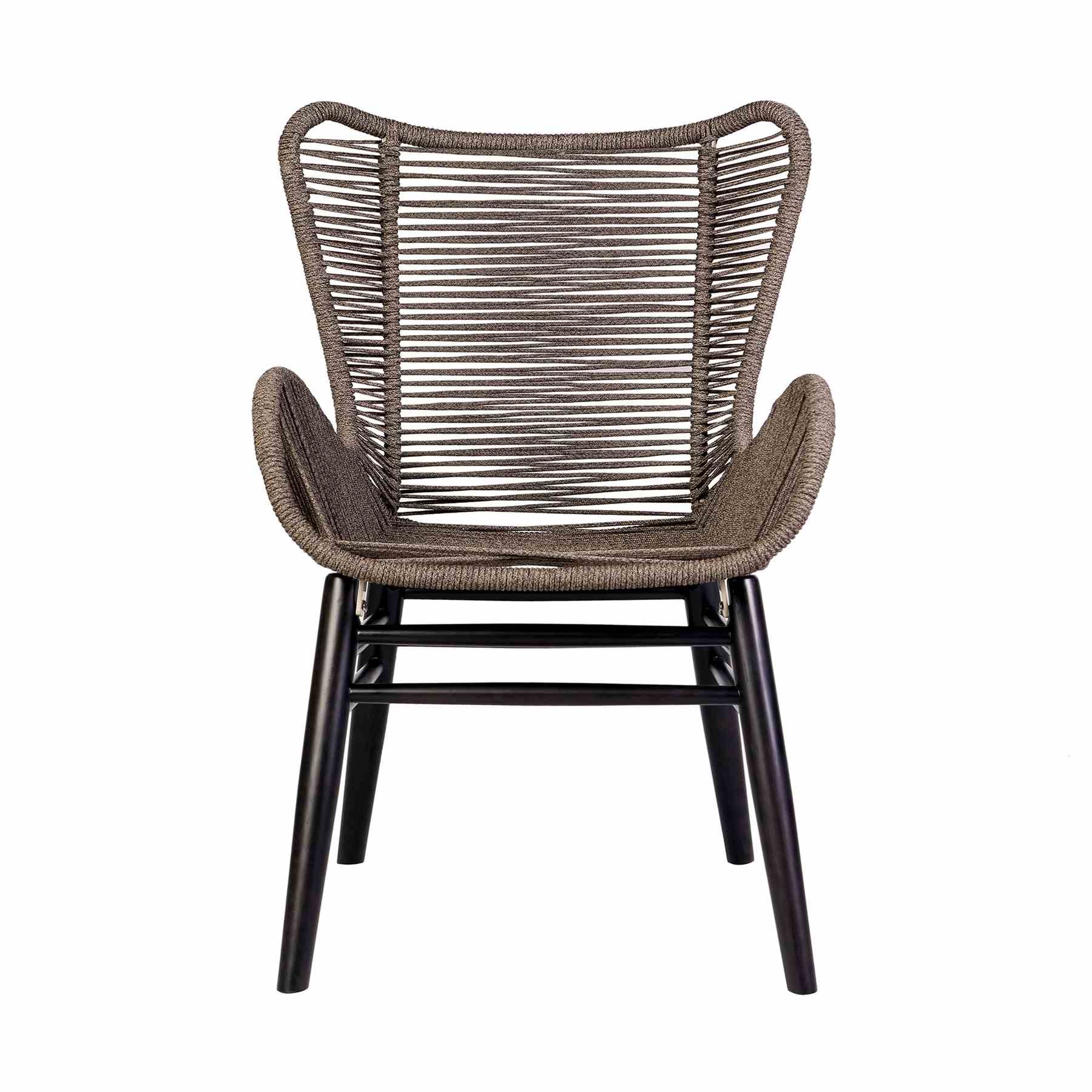 Mateo Outdoor Patio Dining Chair in Dark Eucalyptus Wood and Truffle Rope - Image 3