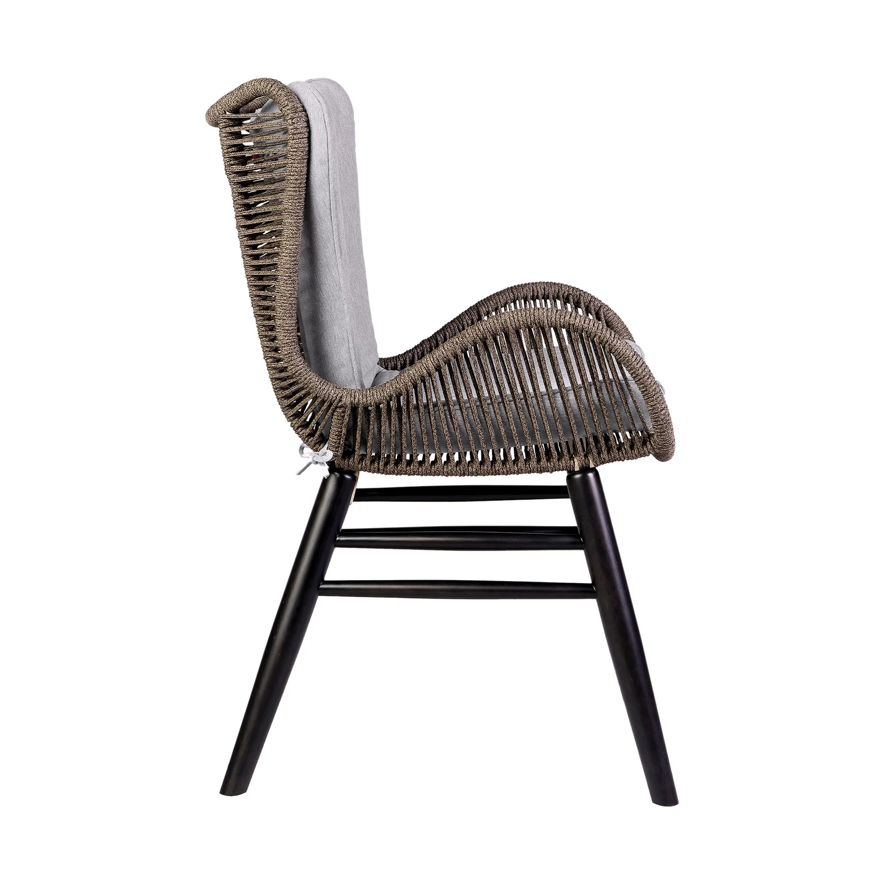 Mateo Outdoor Patio Dining Chair in Dark Eucalyptus Wood and Truffle Rope - Image 4
