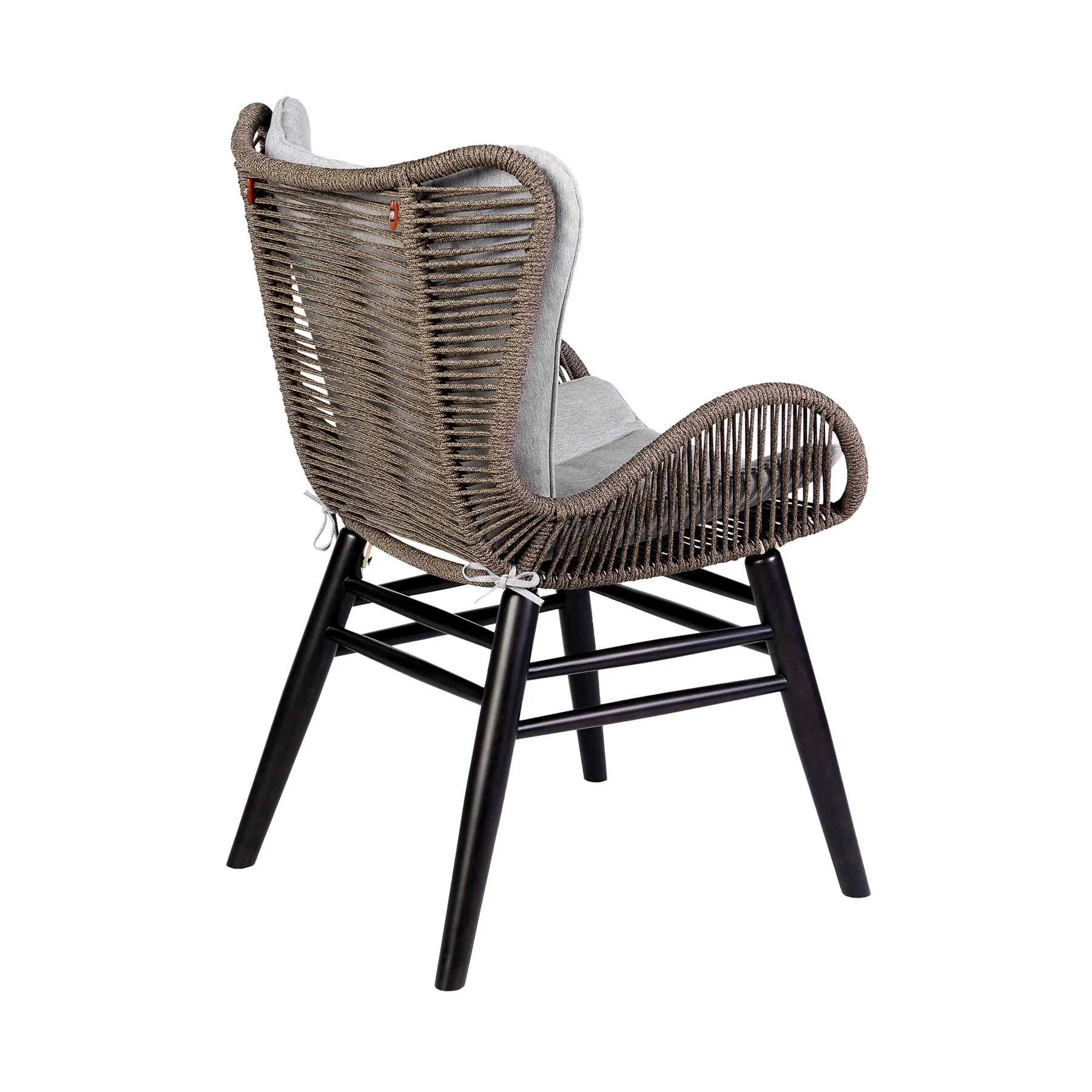Mateo Outdoor Patio Dining Chair in Dark Eucalyptus Wood and Truffle Rope - Image 5