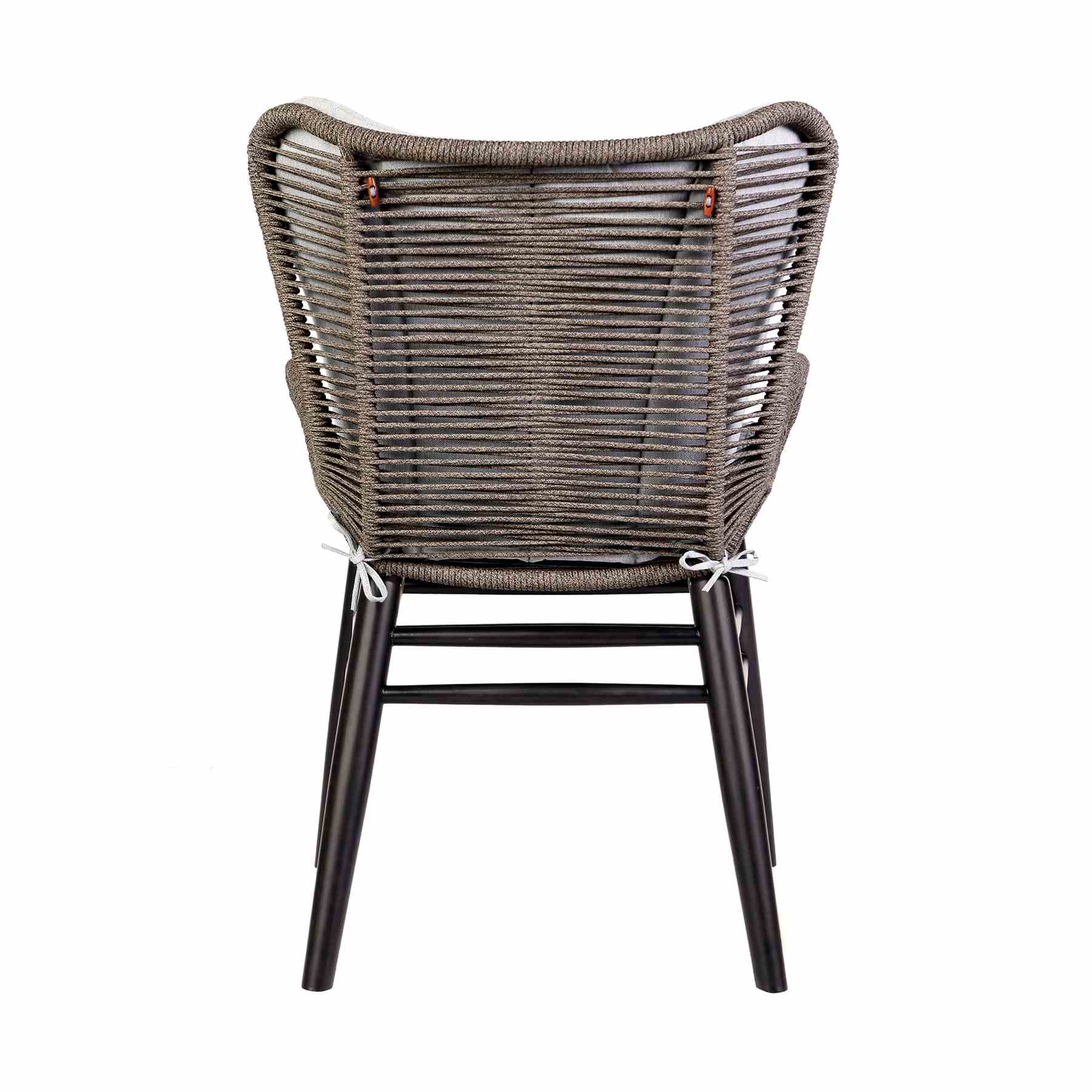 Mateo Outdoor Patio Dining Chair in Dark Eucalyptus Wood and Truffle Rope - Image 6