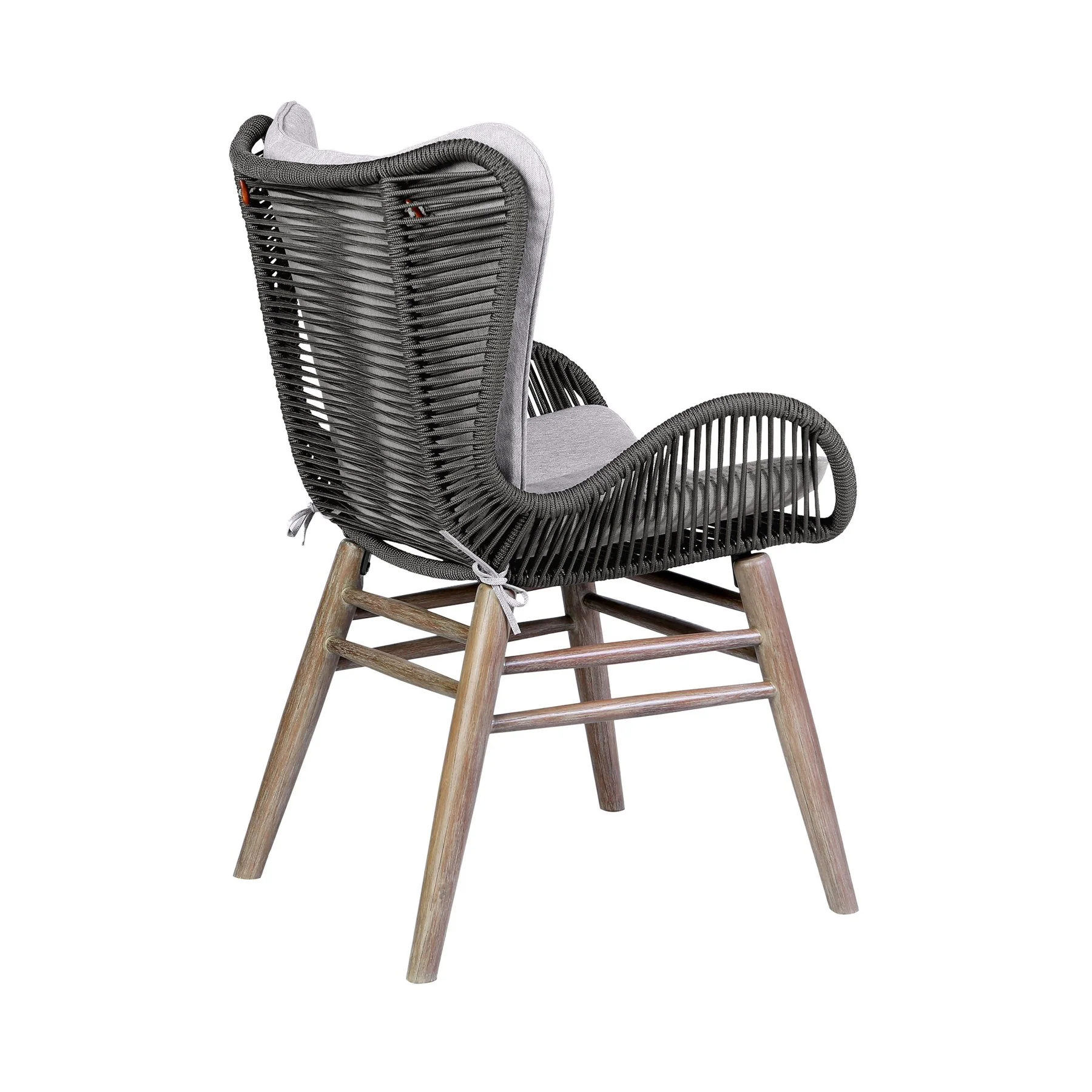 Mateo Outdoor Patio Dining Chair in Light Eucalyptus Wood and Charcoal Rope - Image 5