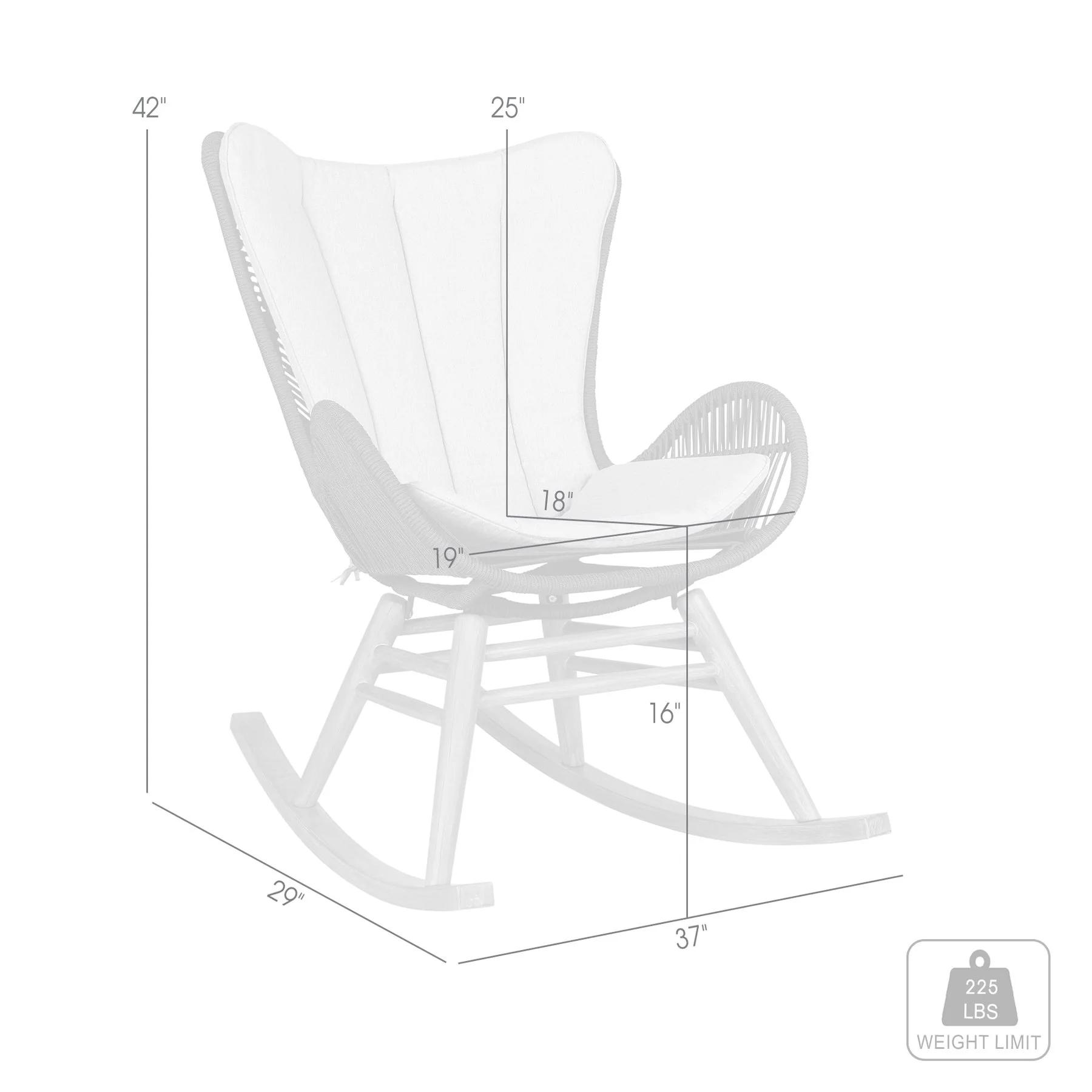 Mateo Outdoor Patio Rocking chair in Light Eucalyptus Wood and Charcoal Rope - Image 11
