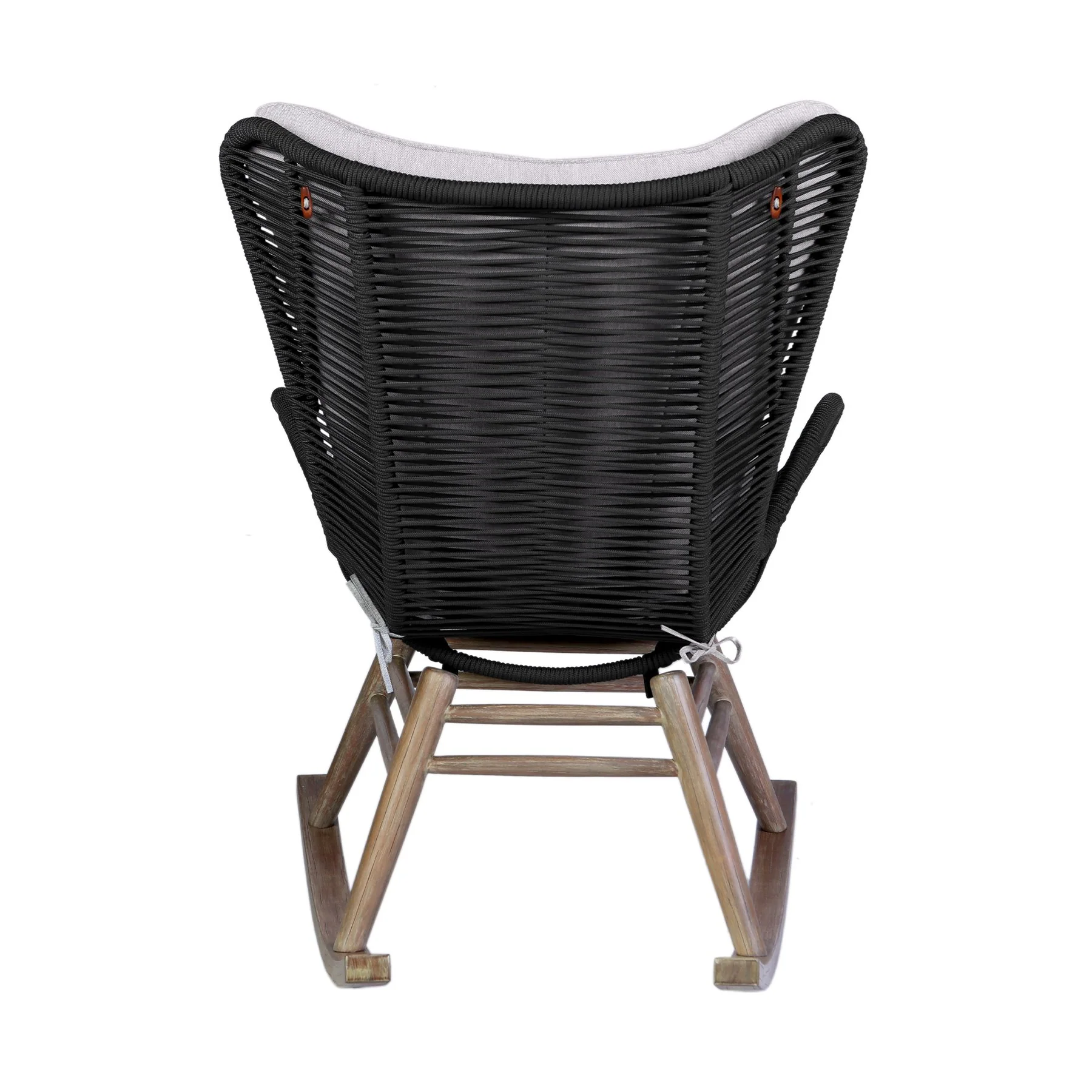 Mateo Outdoor Patio Rocking chair in Light Eucalyptus Wood and Charcoal Rope - Image 5