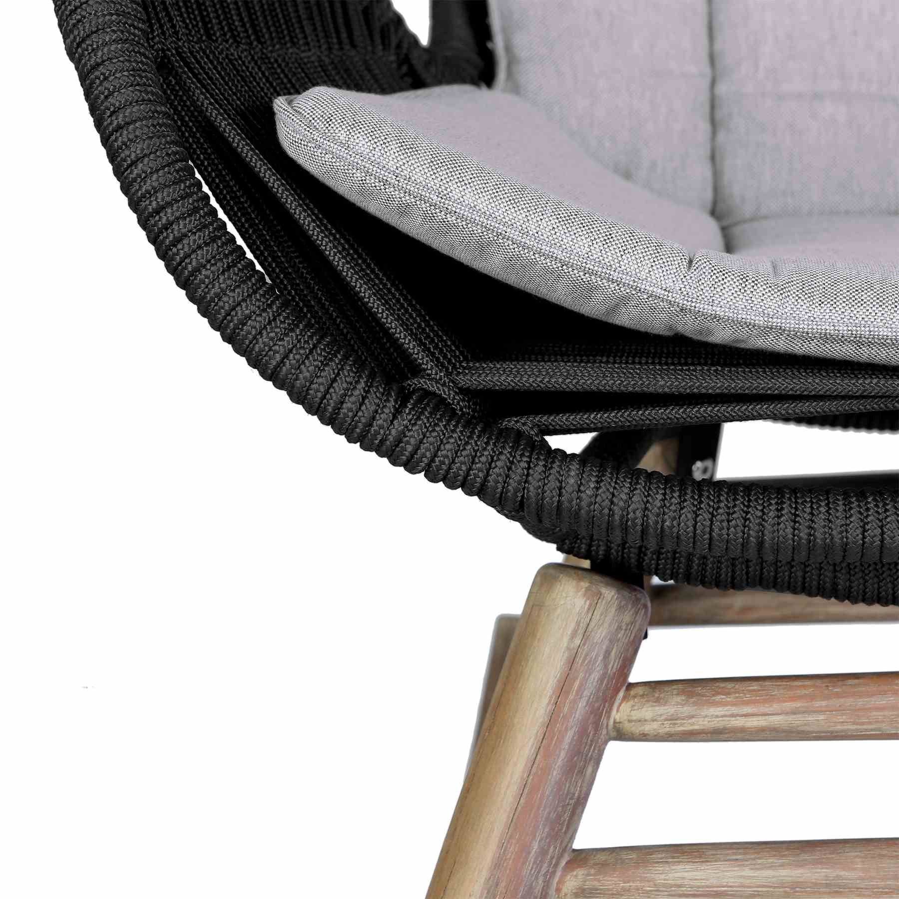 Mateo Outdoor Patio Rocking chair in Light Eucalyptus Wood and Charcoal Rope - Image 6