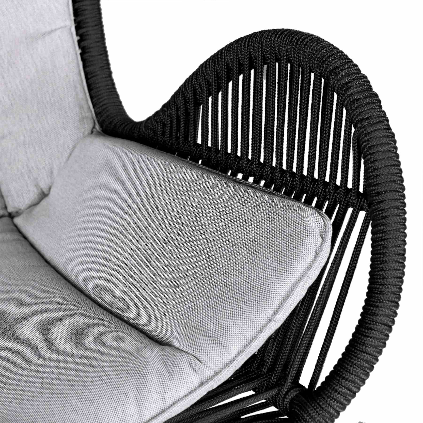 Mateo Outdoor Patio Rocking chair in Light Eucalyptus Wood and Charcoal Rope - Image 7