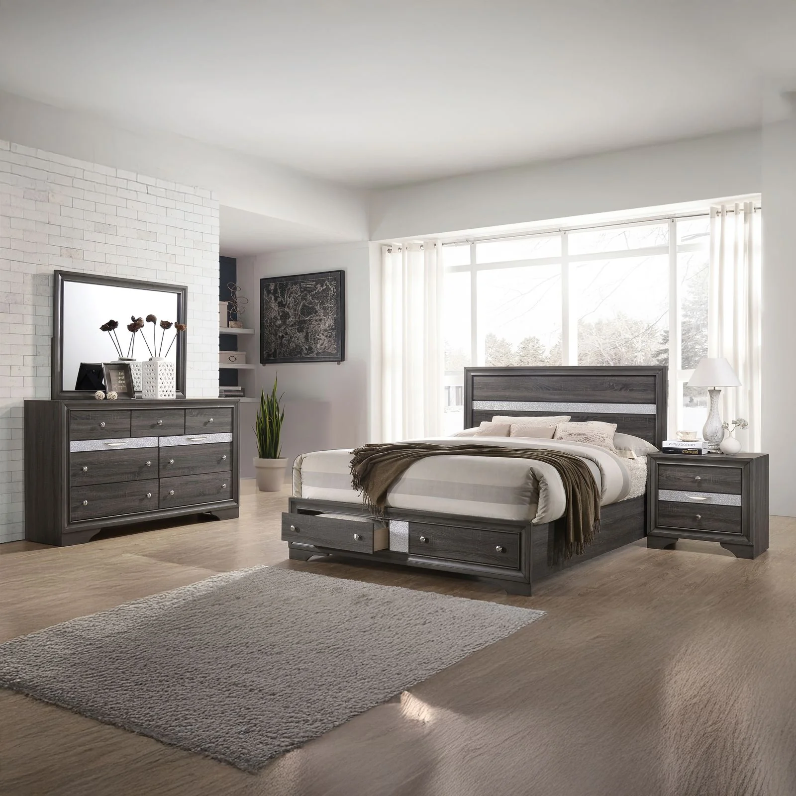 Matrix 4 Pc Queen Bed  Gray - Image 18