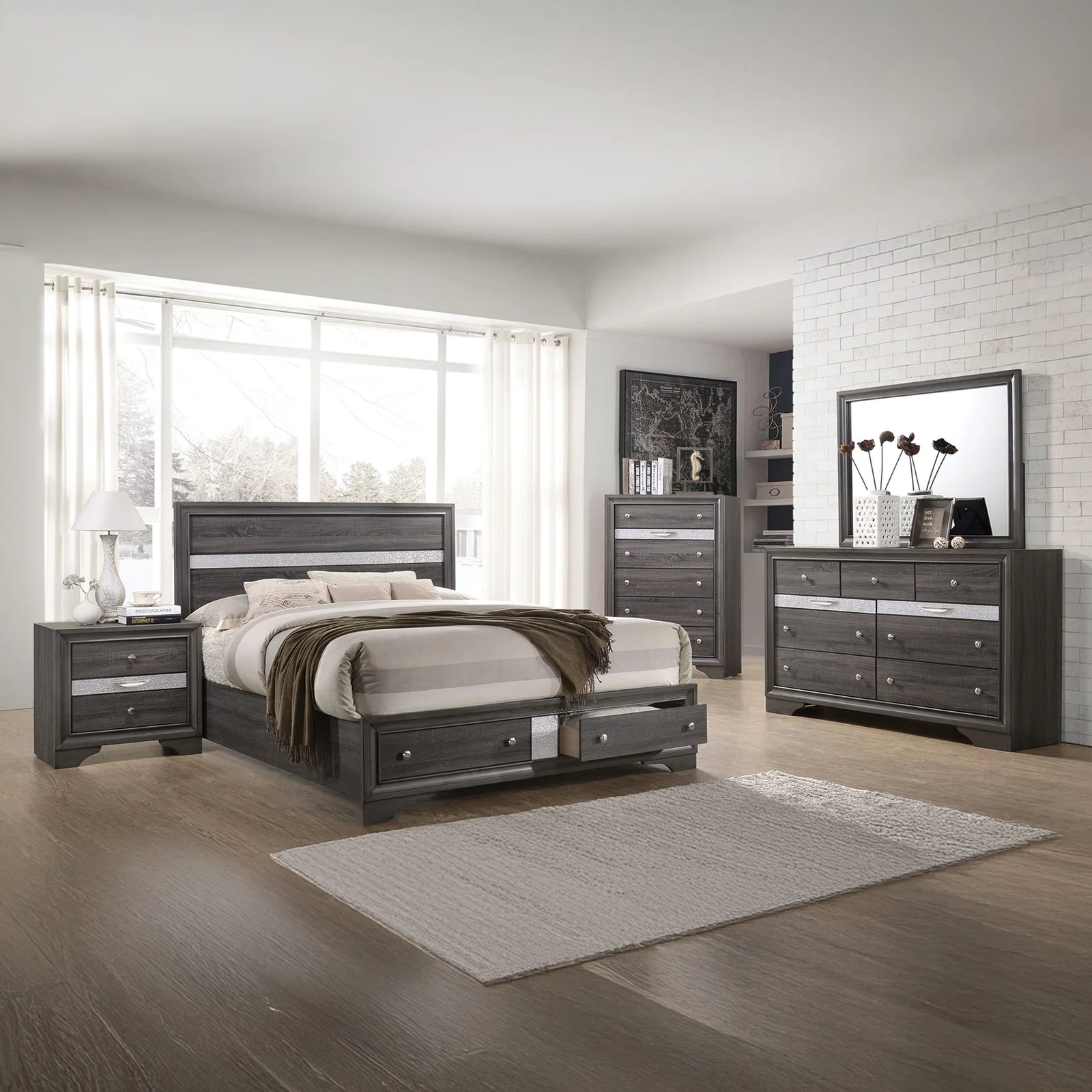 Matrix 5 Pc Queen Bed Gray - Image 22