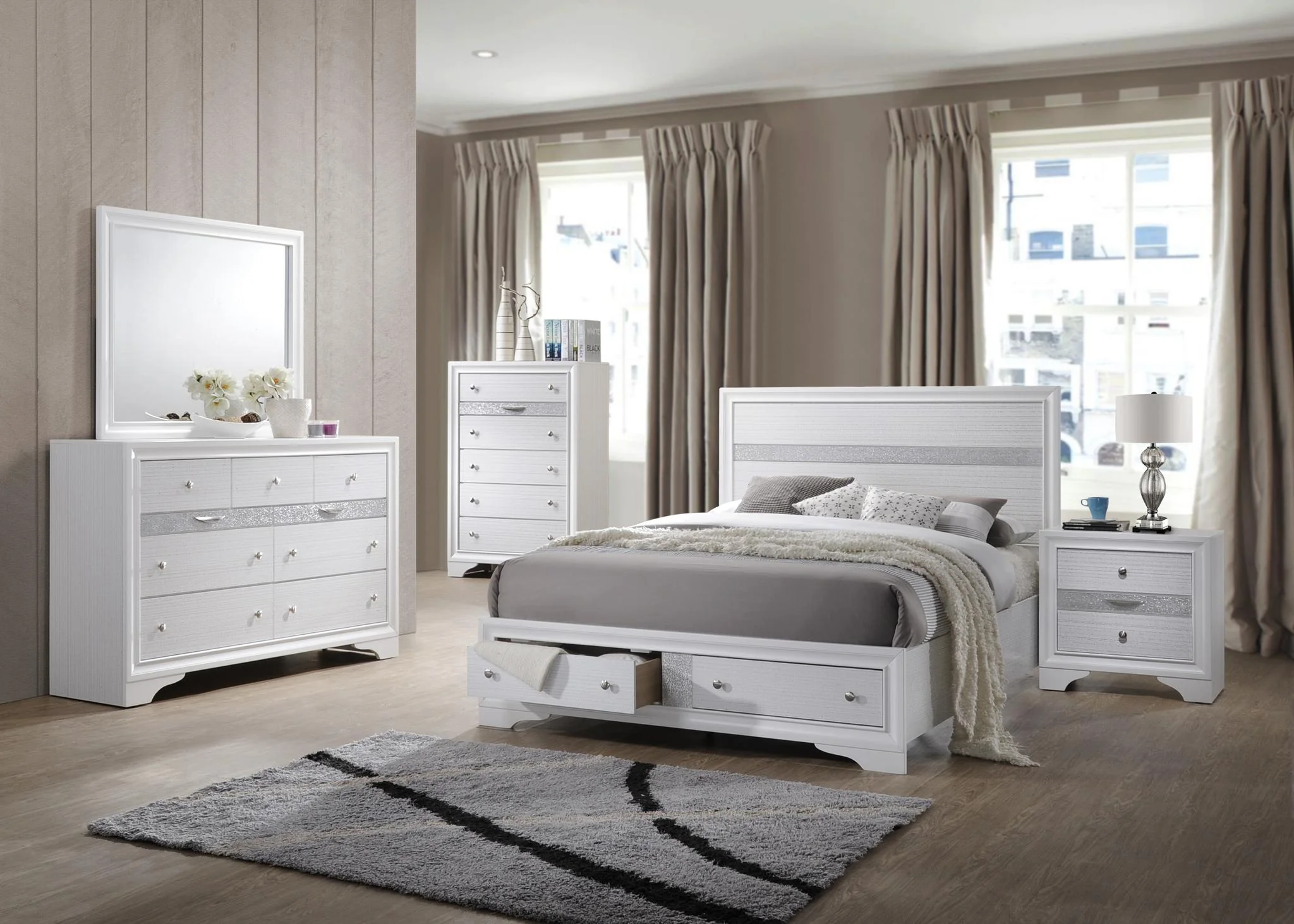 Matrix 5 Pc Queen Bed White - Image 2