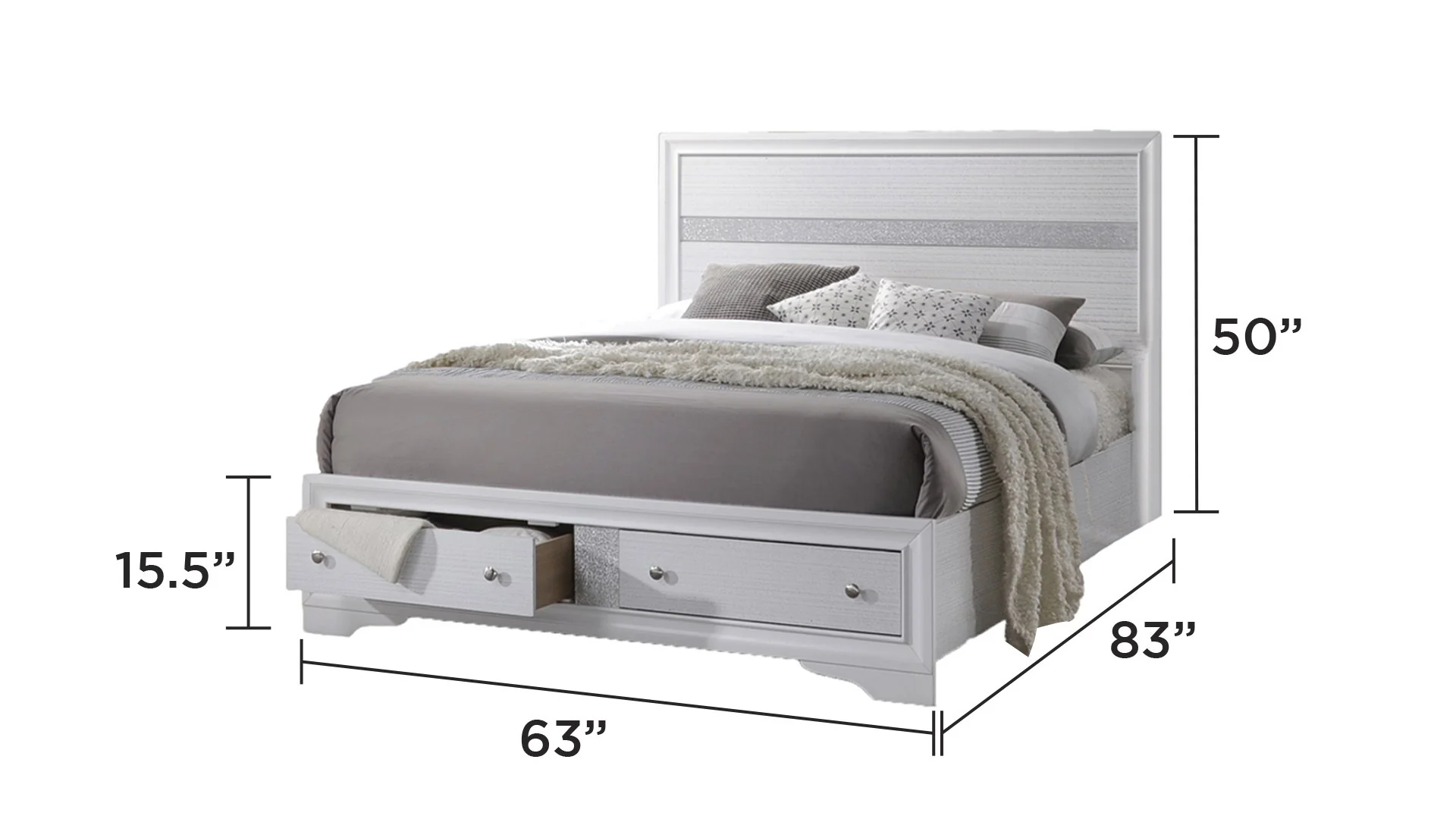 Matrix 5 Pc Queen Bed White - Image 3