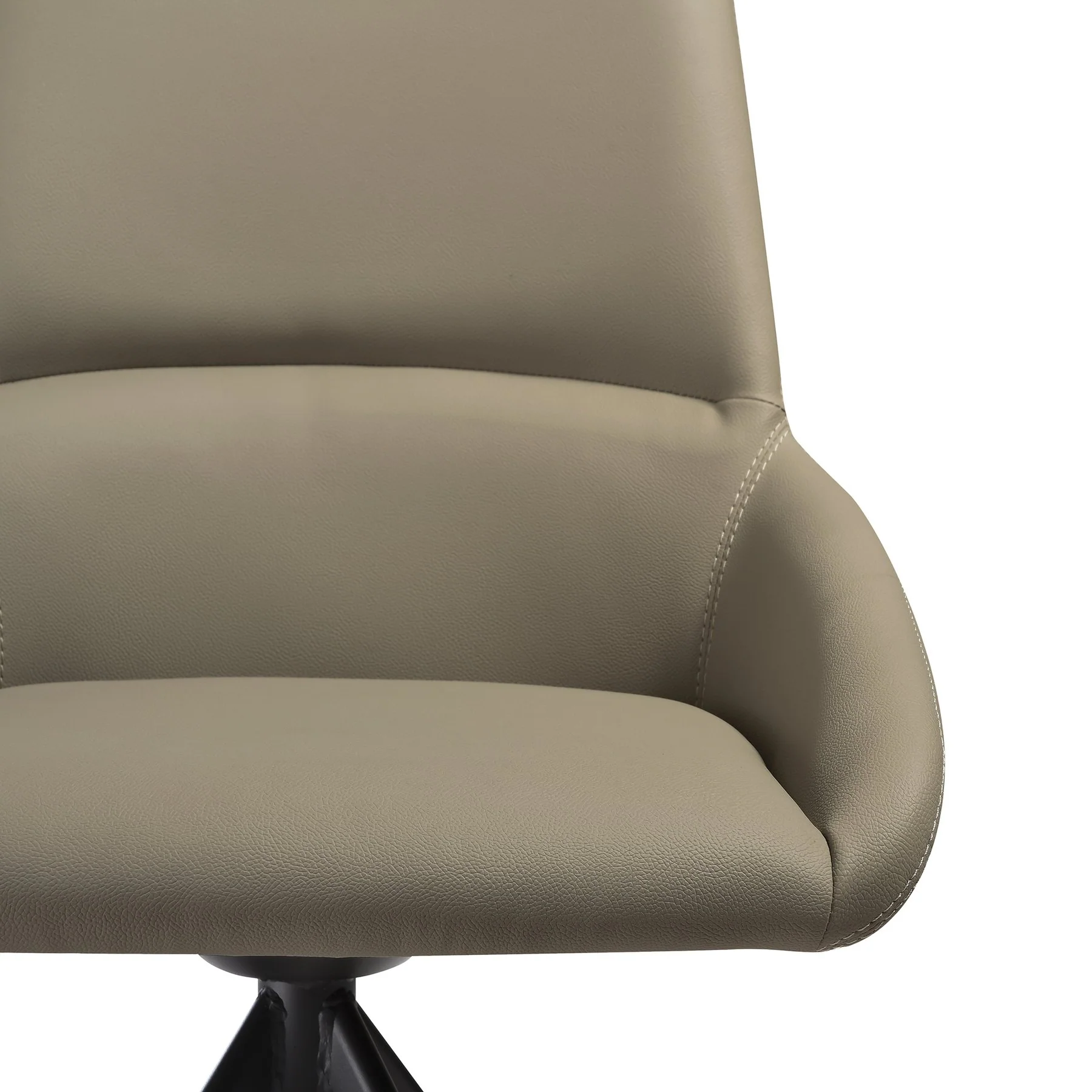Maverick Swivel Upholstered Dining Chair in Taupe Gray Faux Leather with Black Metal Legs - Set of 2 - Image 8