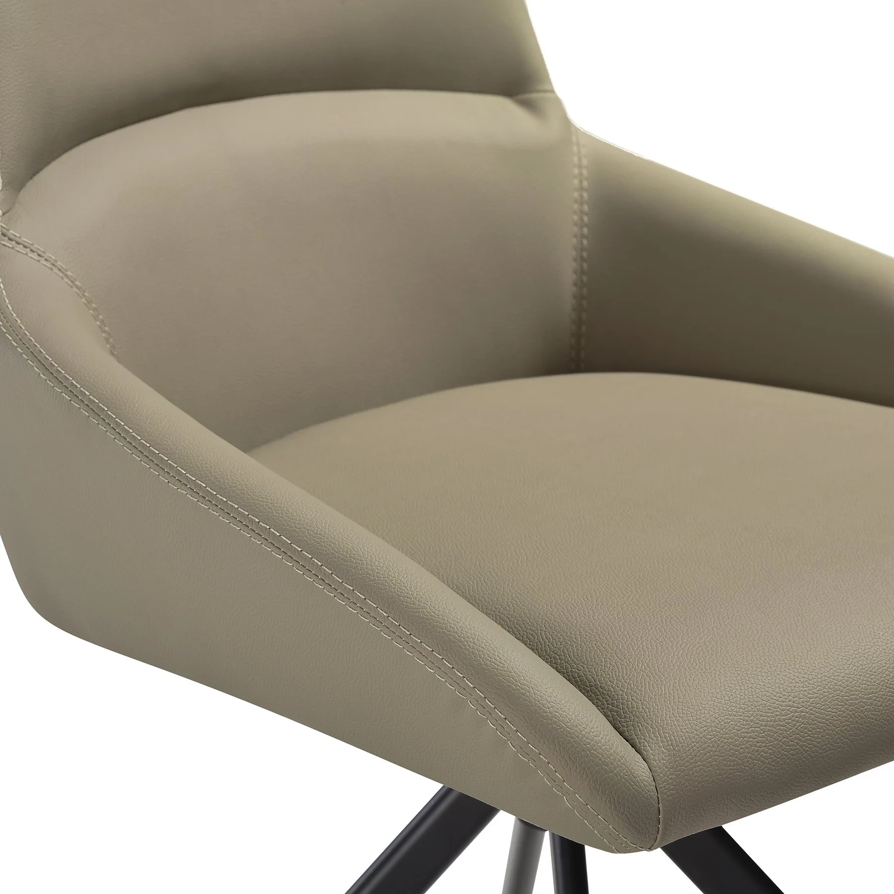 Maverick Swivel Upholstered Dining Chair in Taupe Gray Faux Leather with Black Metal Legs - Set of 2 - Image 9