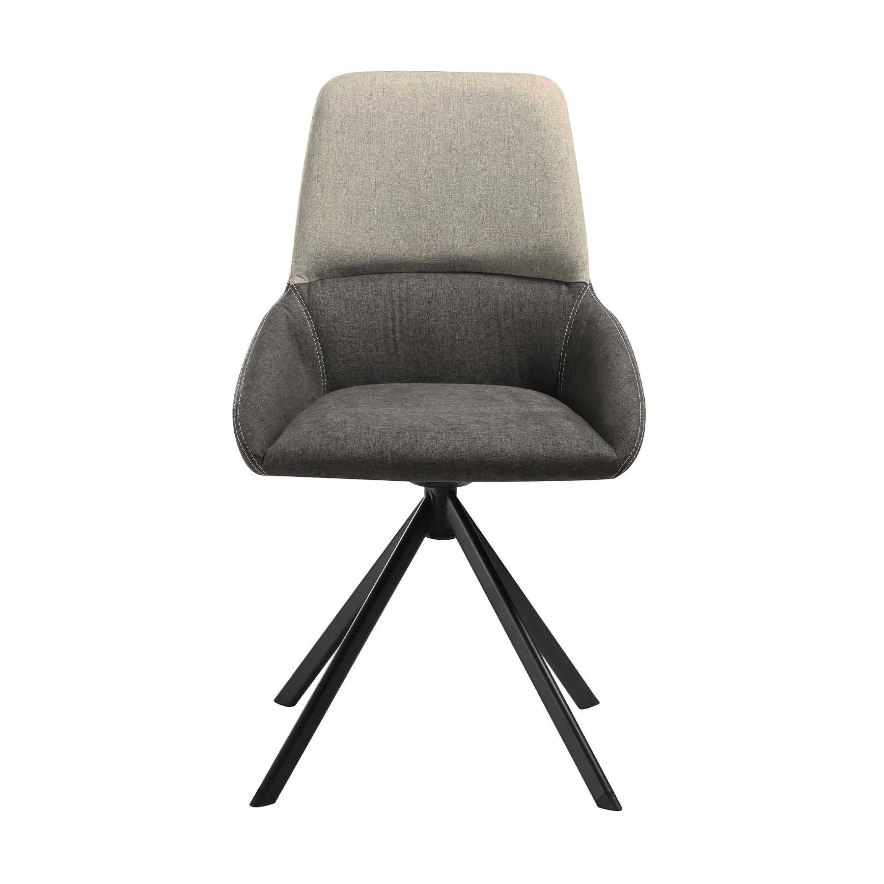 Maverick Swivel Upholstered Dining Chair in Two-Tone Fabric Gray with Black Metal Legs - Set of 2 - Image 3