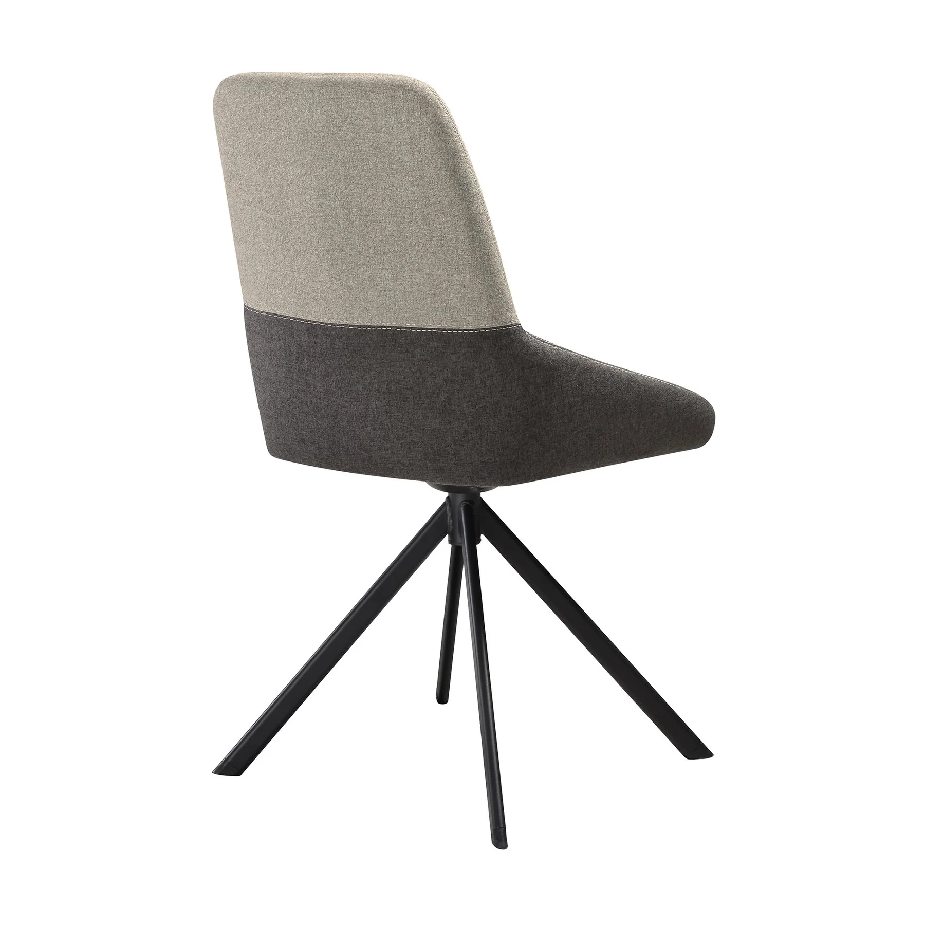 Maverick Swivel Upholstered Dining Chair in Two-Tone Fabric Gray with Black Metal Legs - Set of 2 - Image 4