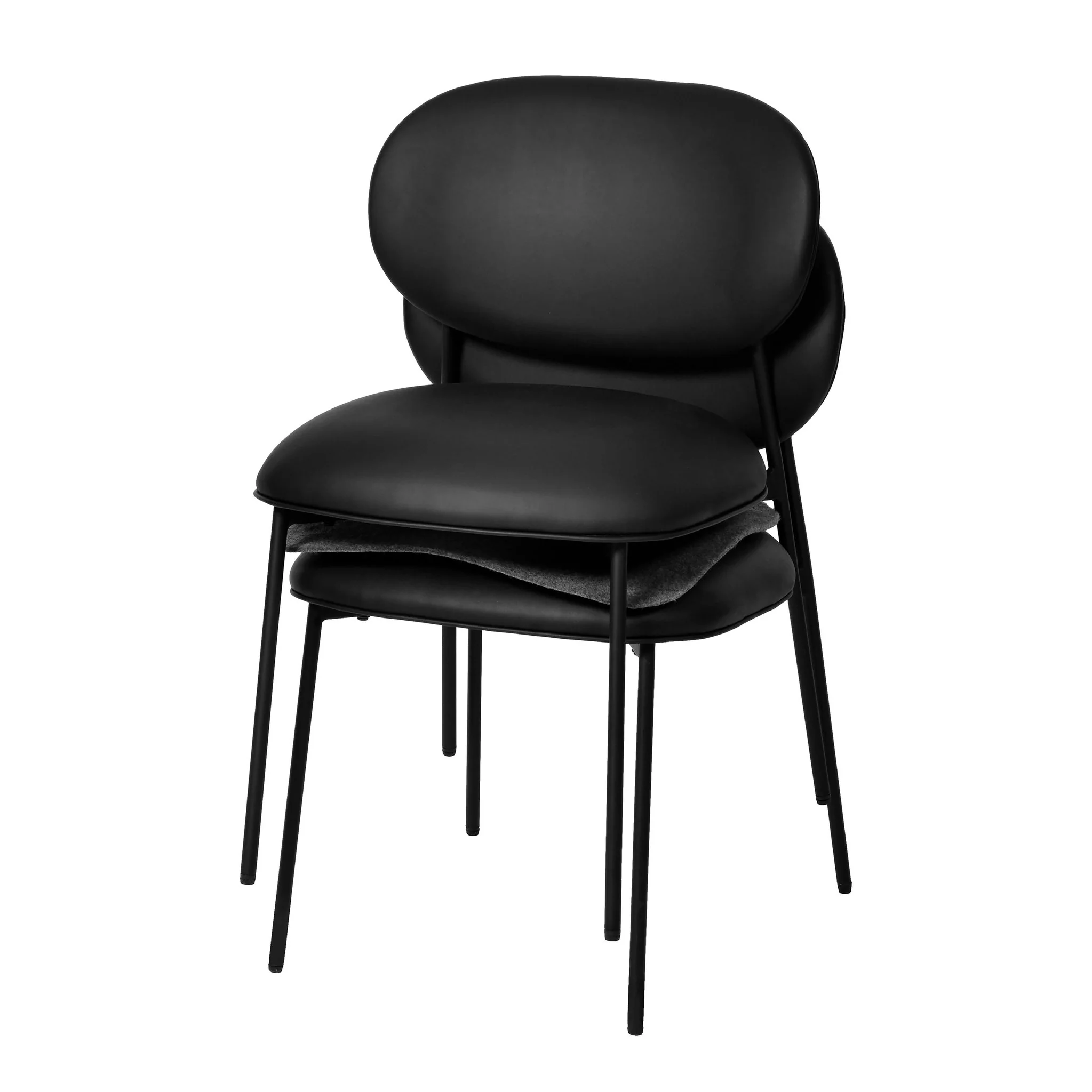 McKenzie Black Performance Vegan Leather Stackable Dining Chair - Set of 2 - Image 7