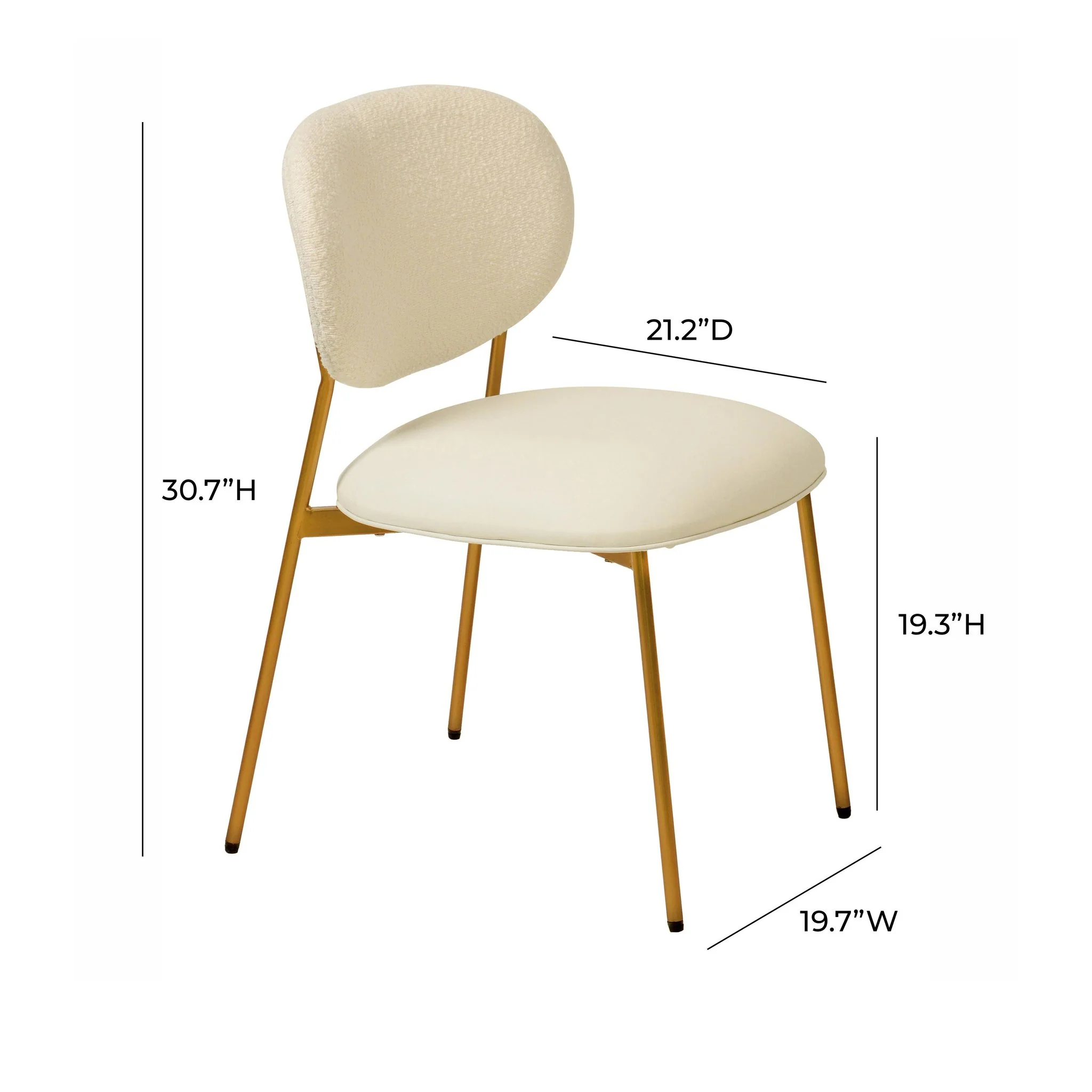 McKenzie Cream Boucle & Performance Vegan Leather Stackable Dining Chair - Set of 2 - Image 9