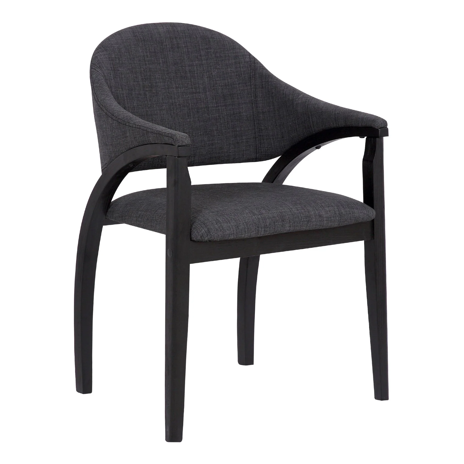 Meadow Contemporary Dining Chair in Black Brush Wood Finish and Charcoal Fabric - Set of 2 - Image 2