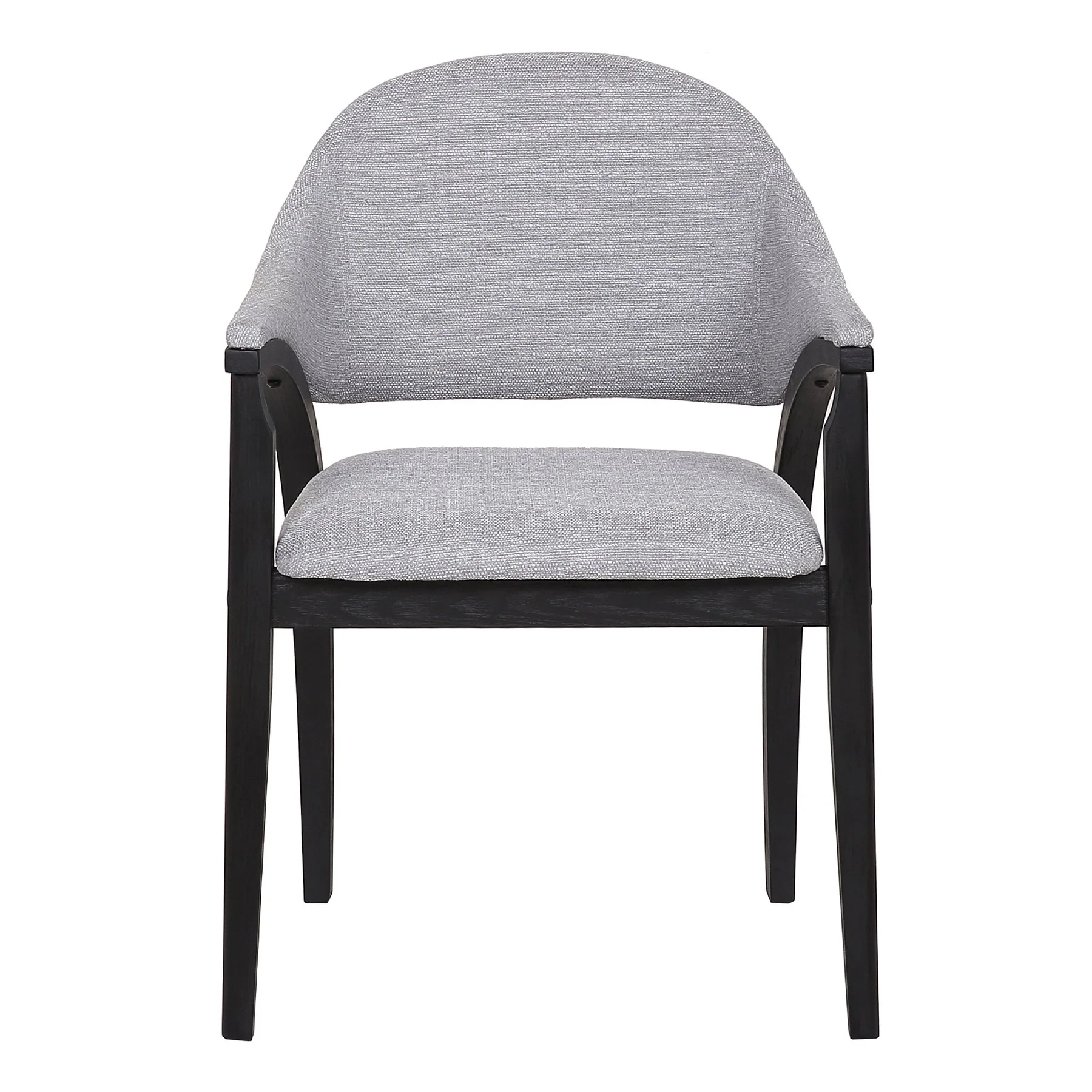Meadow Contemporary Dining Chair in Black Brush Wood Finish and Gray Fabric - Set of 2 - Image 2