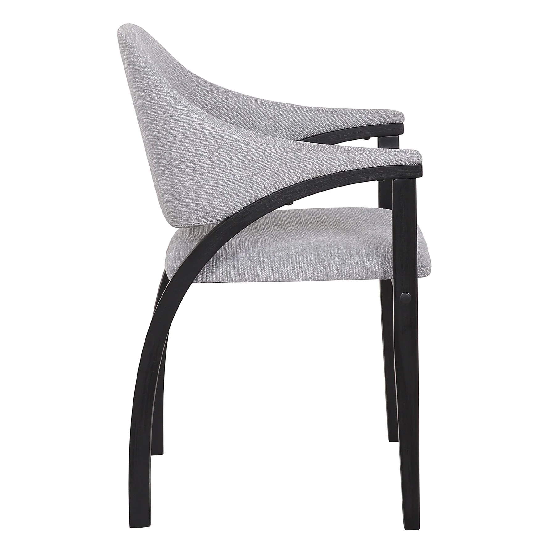 Meadow Contemporary Dining Chair in Black Brush Wood Finish and Gray Fabric - Set of 2 - Image 3