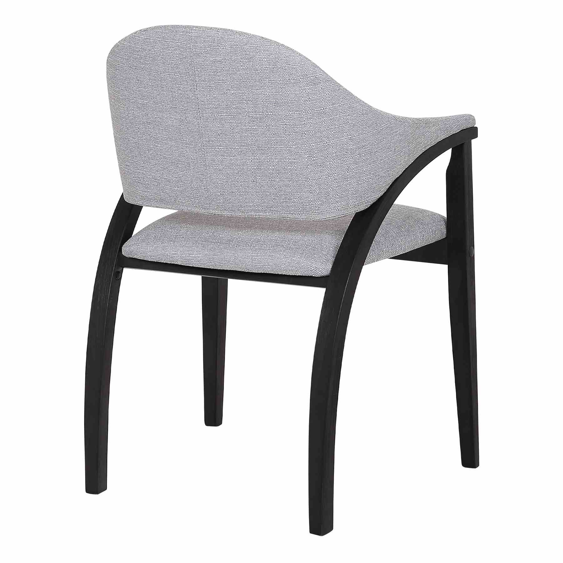 Meadow Contemporary Dining Chair in Black Brush Wood Finish and Gray Fabric - Set of 2 - Image 4