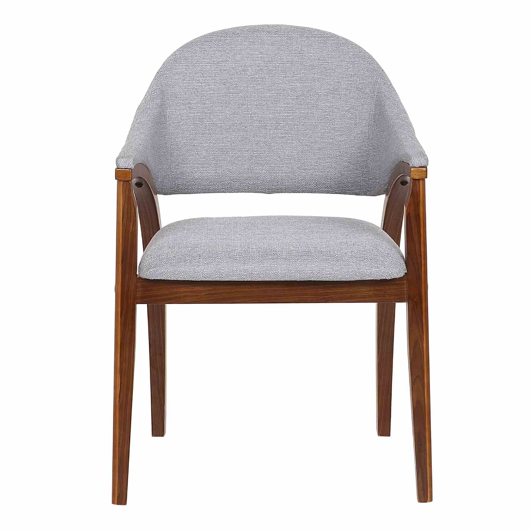 Meadow Contemporary Dining Chair in Walnut Wood Finish and Gray Fabric - Set of 2 - Image 2