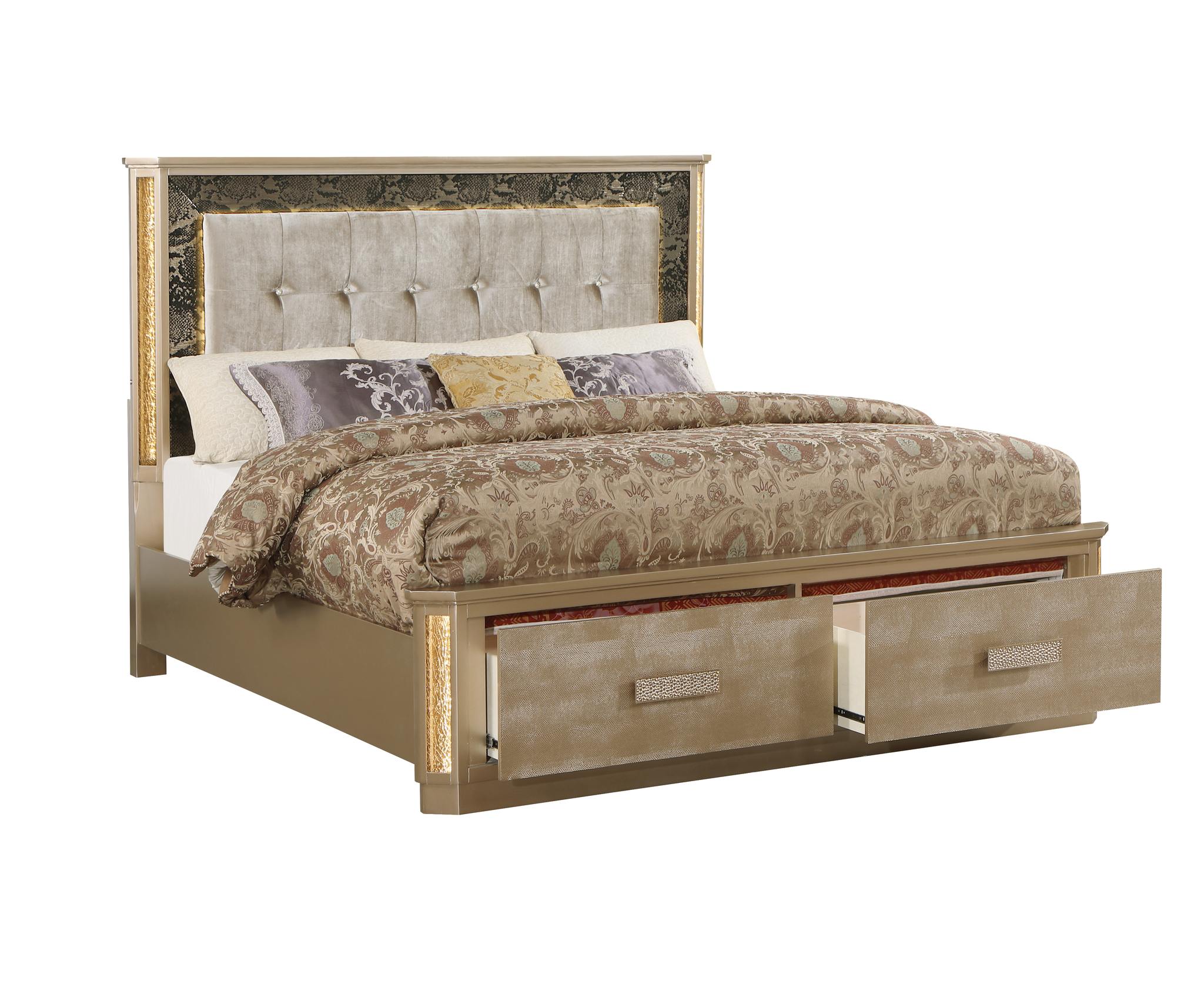 Medusa King 4 Pc Bedroom Set  Gold - Image 3