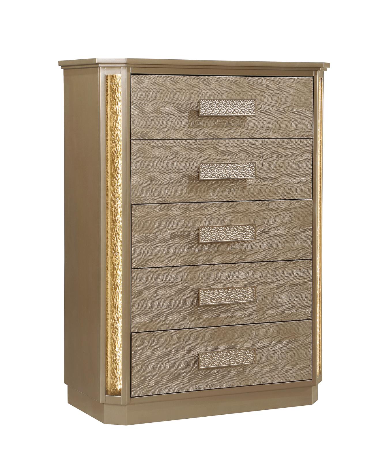 Medusa King 5 Pc Bedroom Set Gold - Image 19