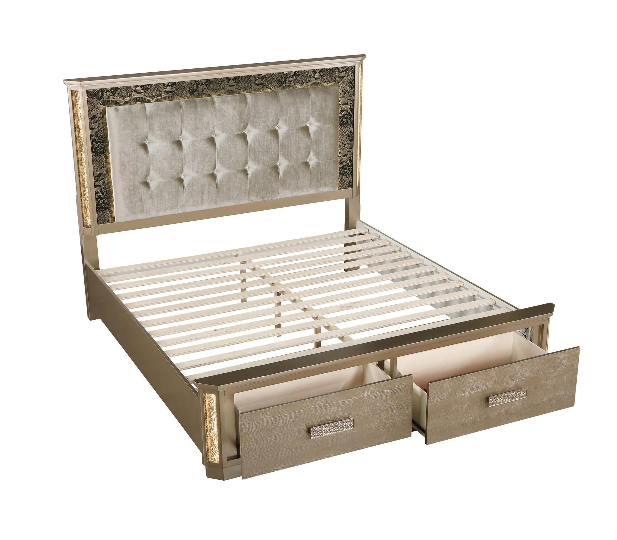 Medusa King 5 Pc Bedroom Set Gold - Image 4