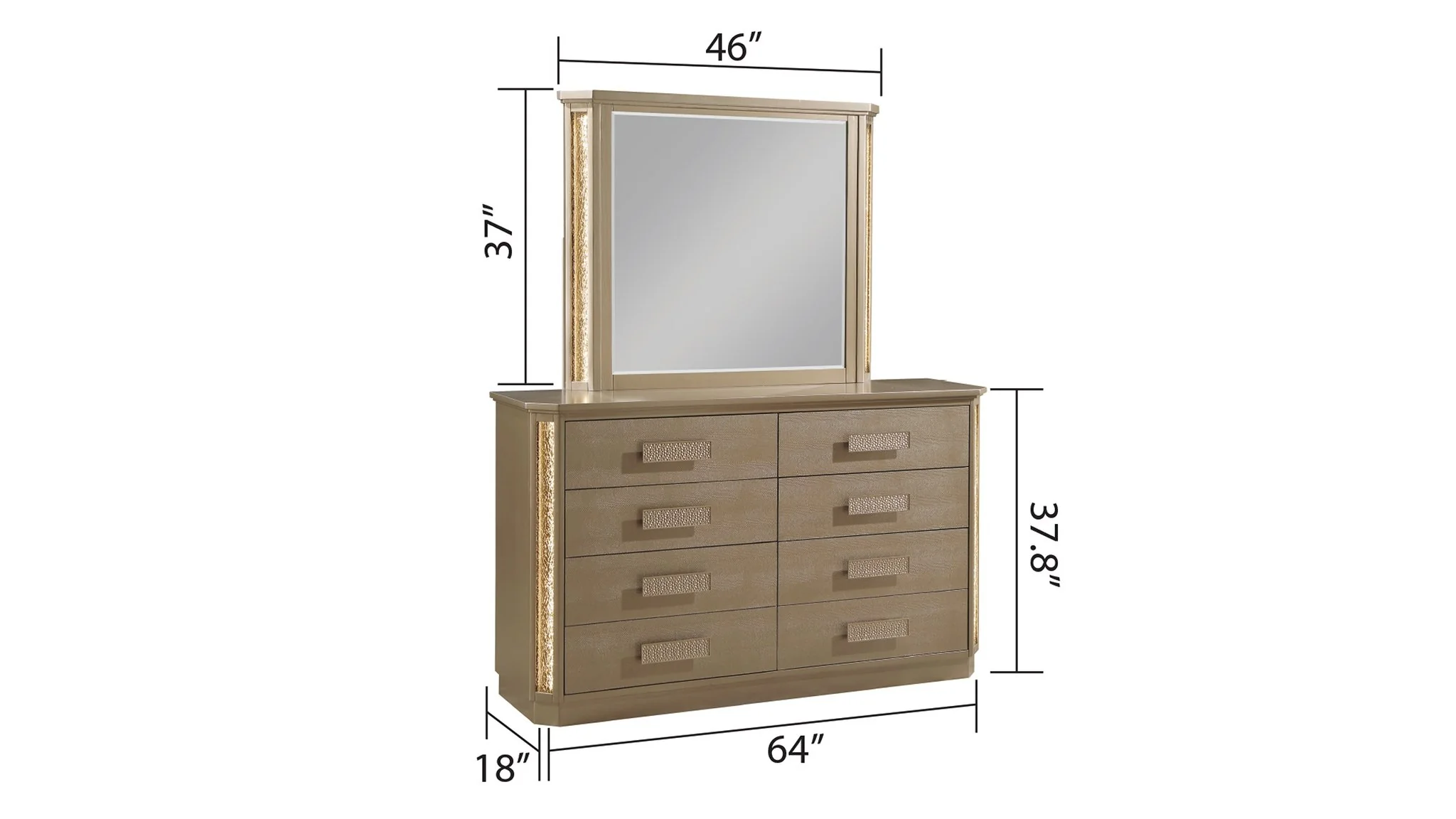 Medusa Queen 4 Pc Bedroom Set  Gold - Image 9
