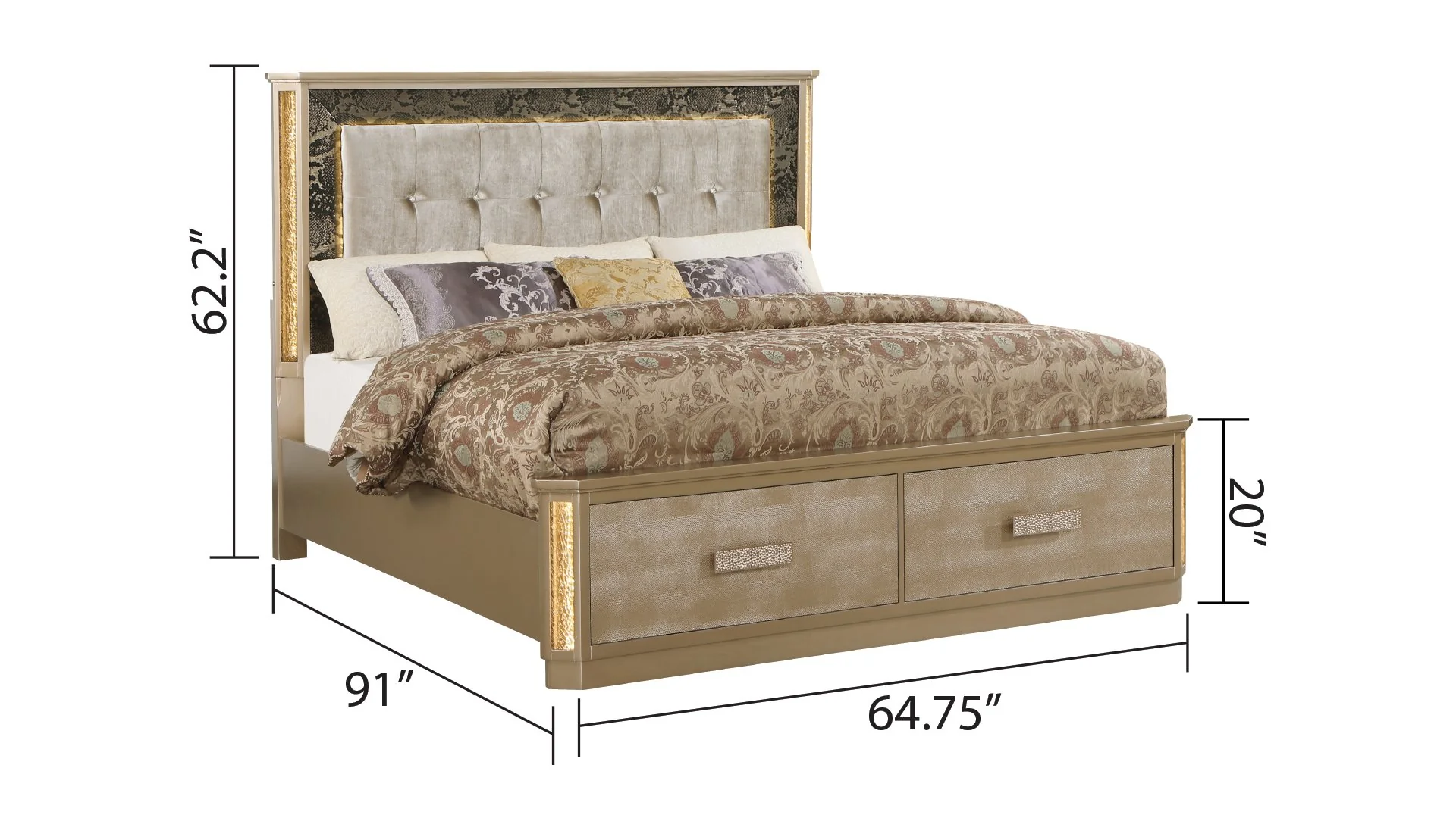 Medusa Queen Bed Gold - Image 4