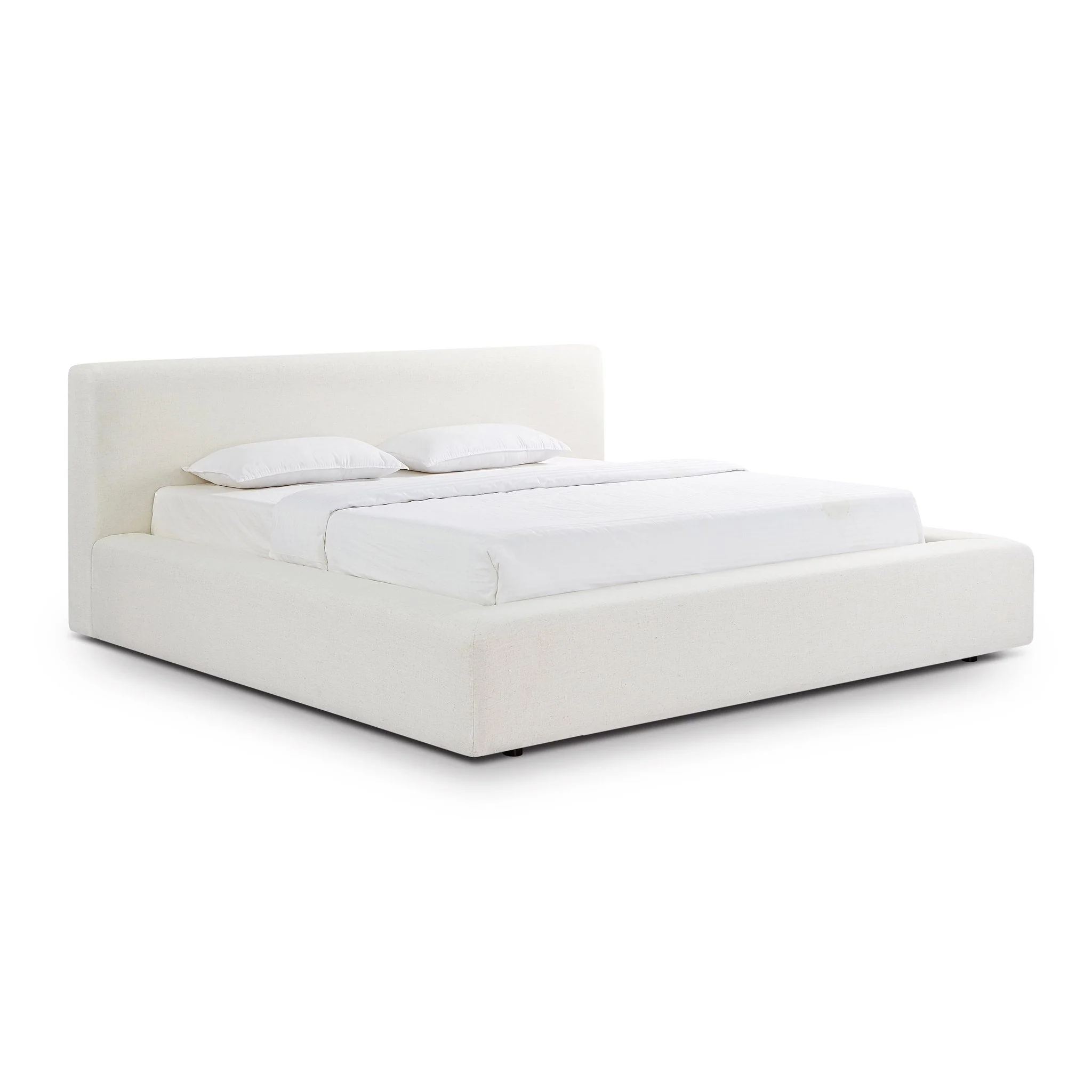 Meena Cream Upcycled Linen Storage King Bed - Image 3