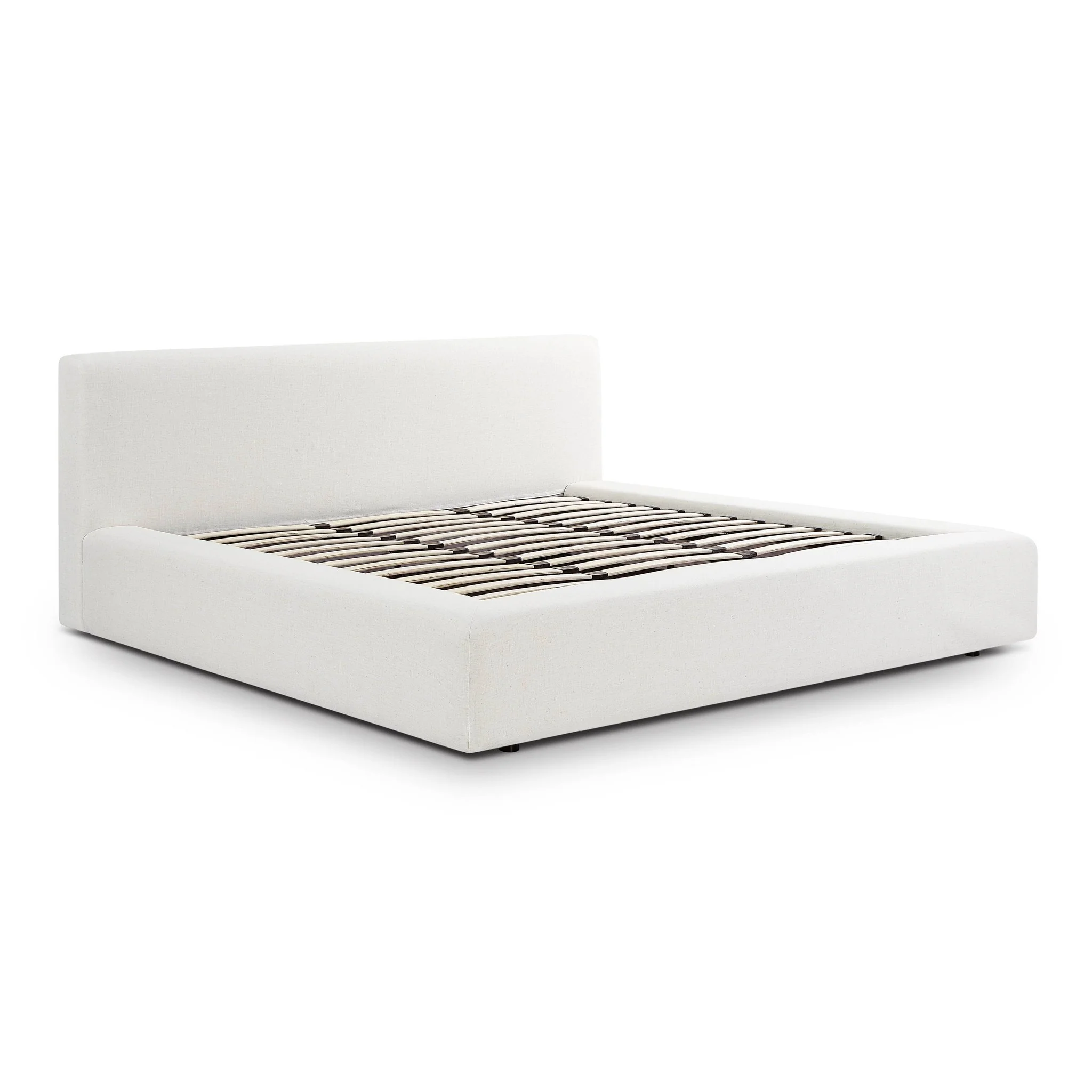 Meena Cream Upcycled Linen Storage King Bed - Image 6