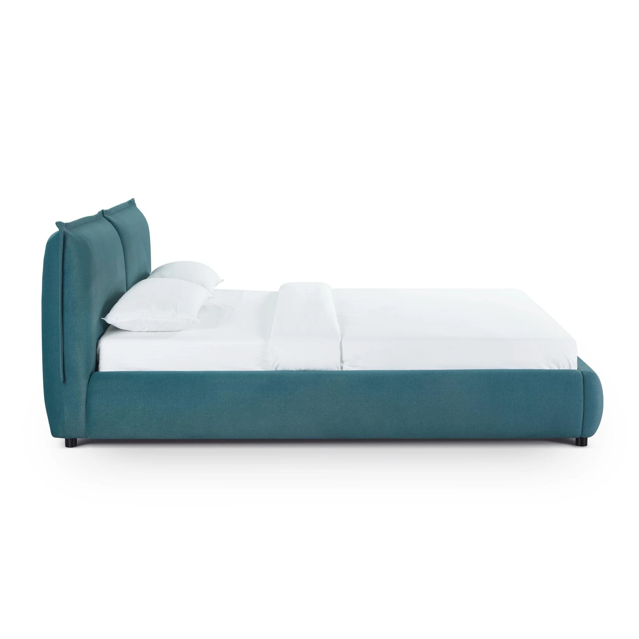 Mel Teal Faux Mohair Queen Bed - Image 3