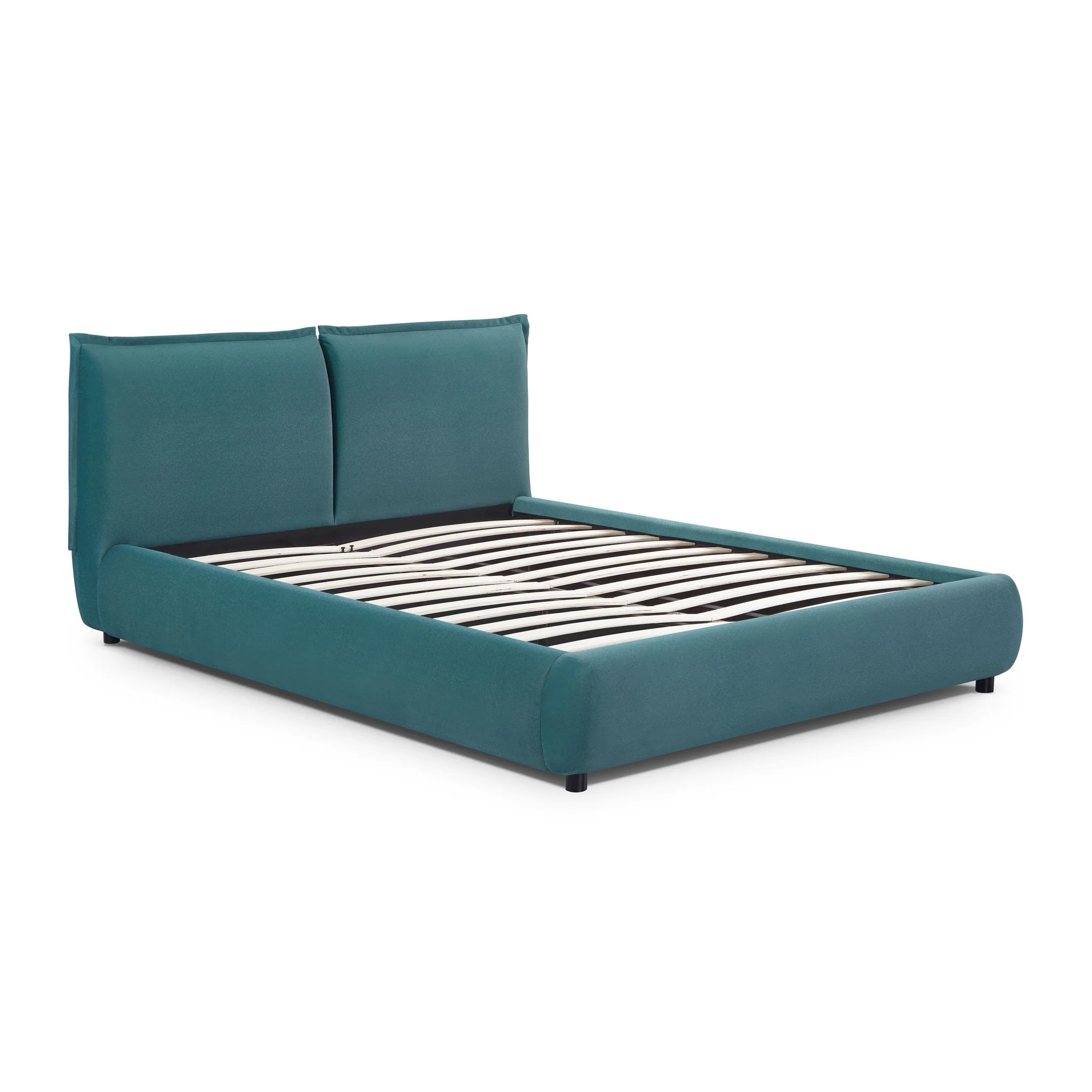 Mel Teal Faux Mohair Queen Bed - Image 4