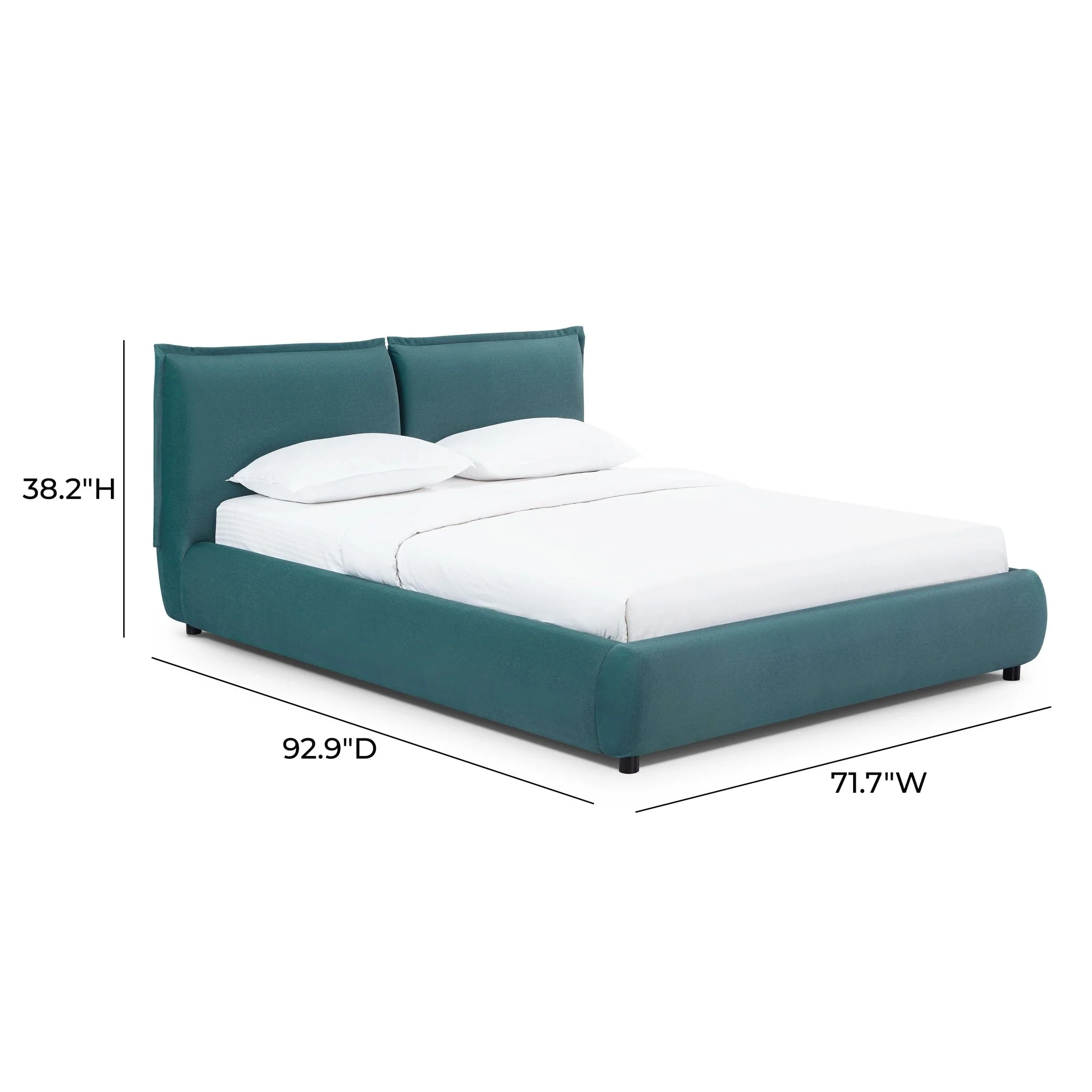 Mel Teal Faux Mohair Queen Bed - Image 8